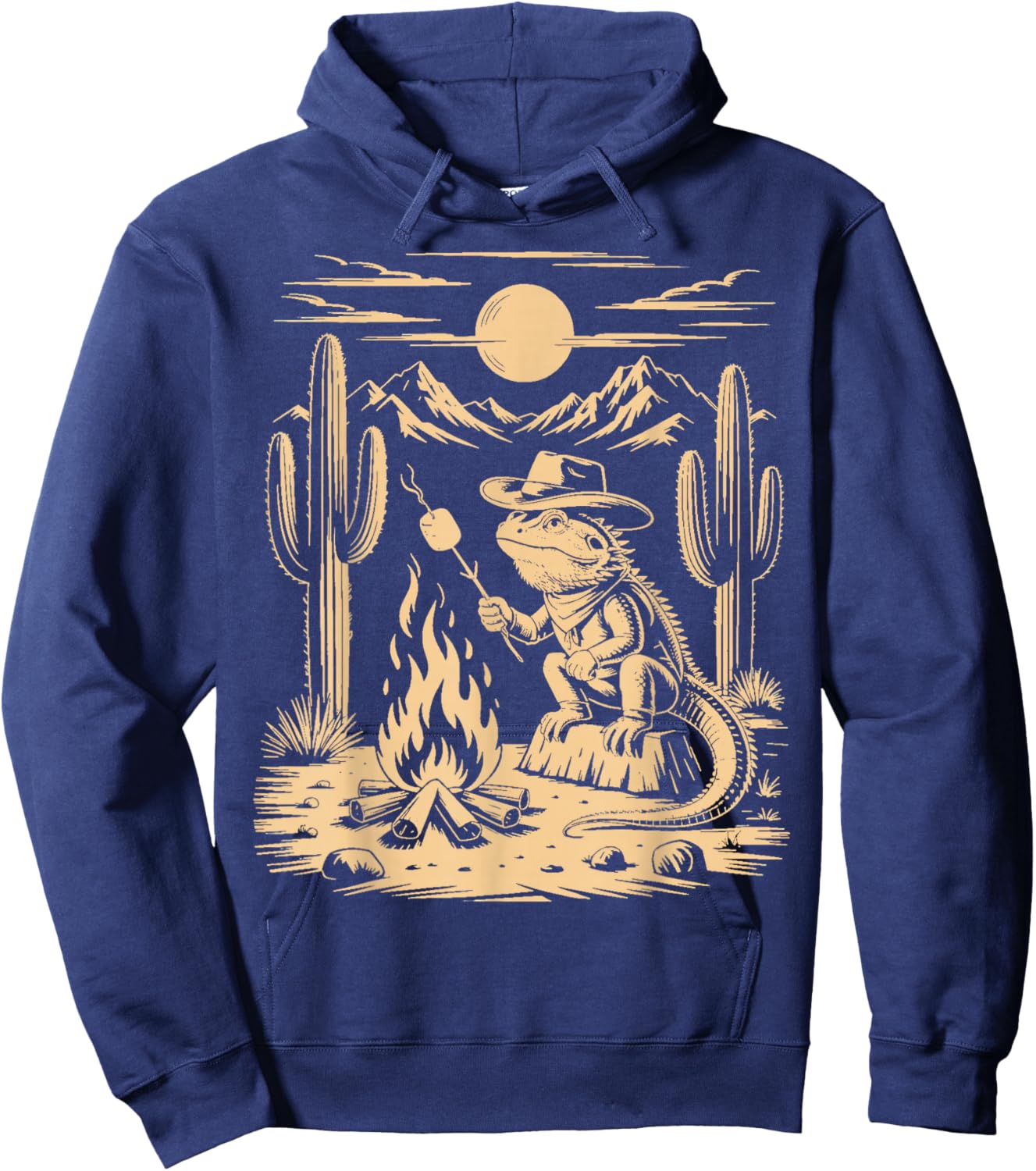 Camping S'Mores Reptile Animal Beardie Cowboy Bearded Dragon Hoodie - Hoodie | Navy