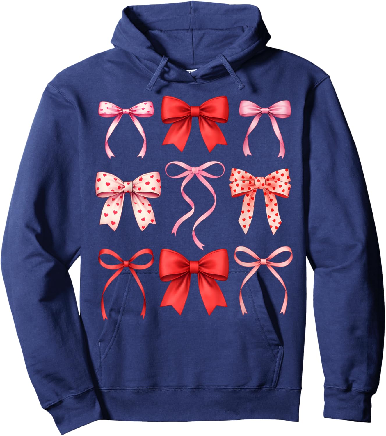 Cute Coquette Bows Valentines Day Girls Kids Hoodie - Hoodie | Navy