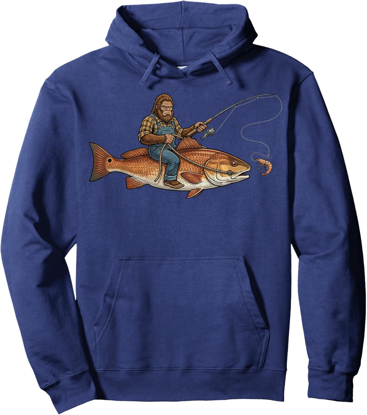 Redfish Fishing Bigfoot Riding Fisherman Funny Angler Hoodie - Hoodie | Navy