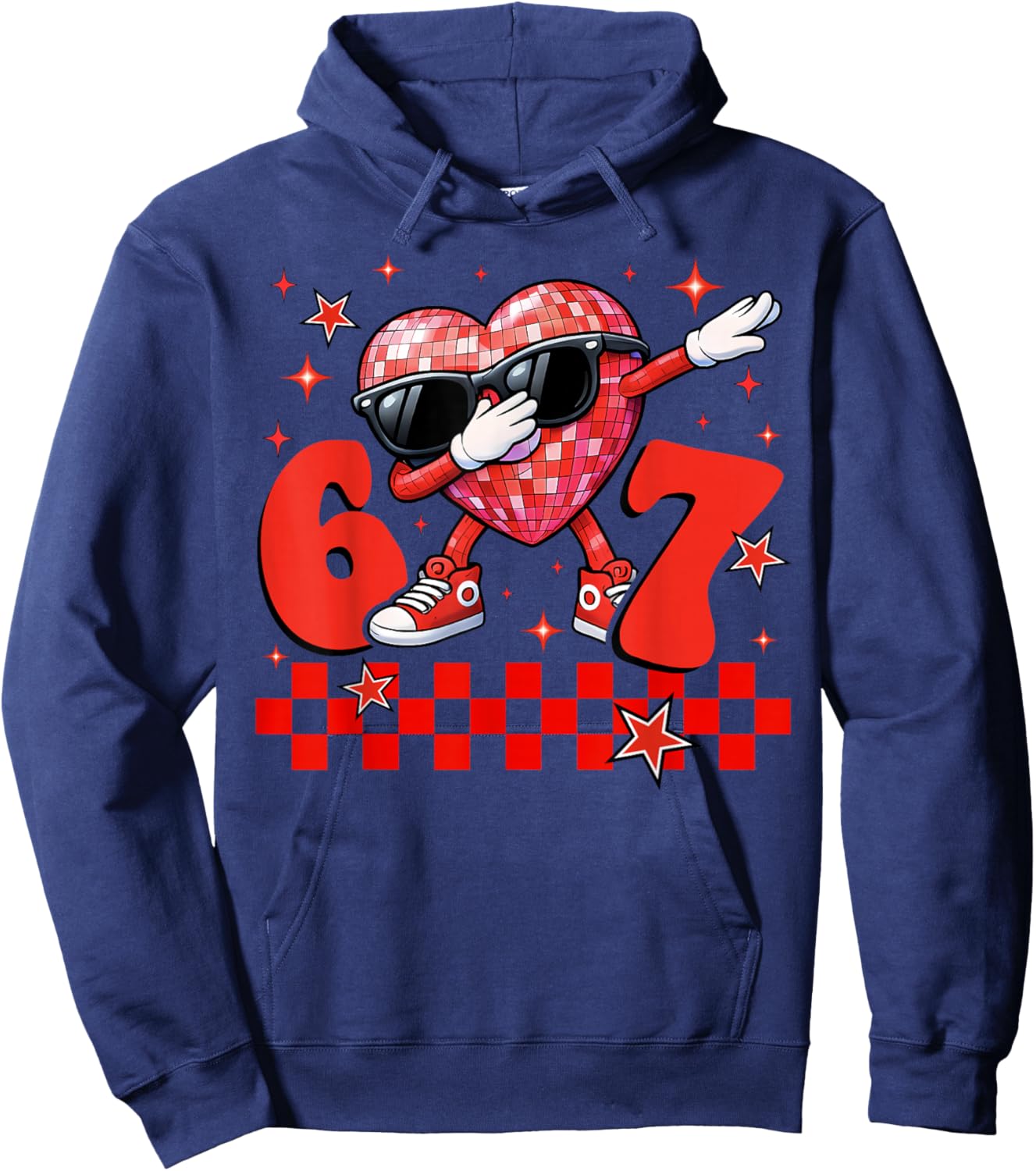Valentines Day Funny 67 Dab Disco Heart Meme Boys Girls Kids Hoodie - Hoodie | Navy