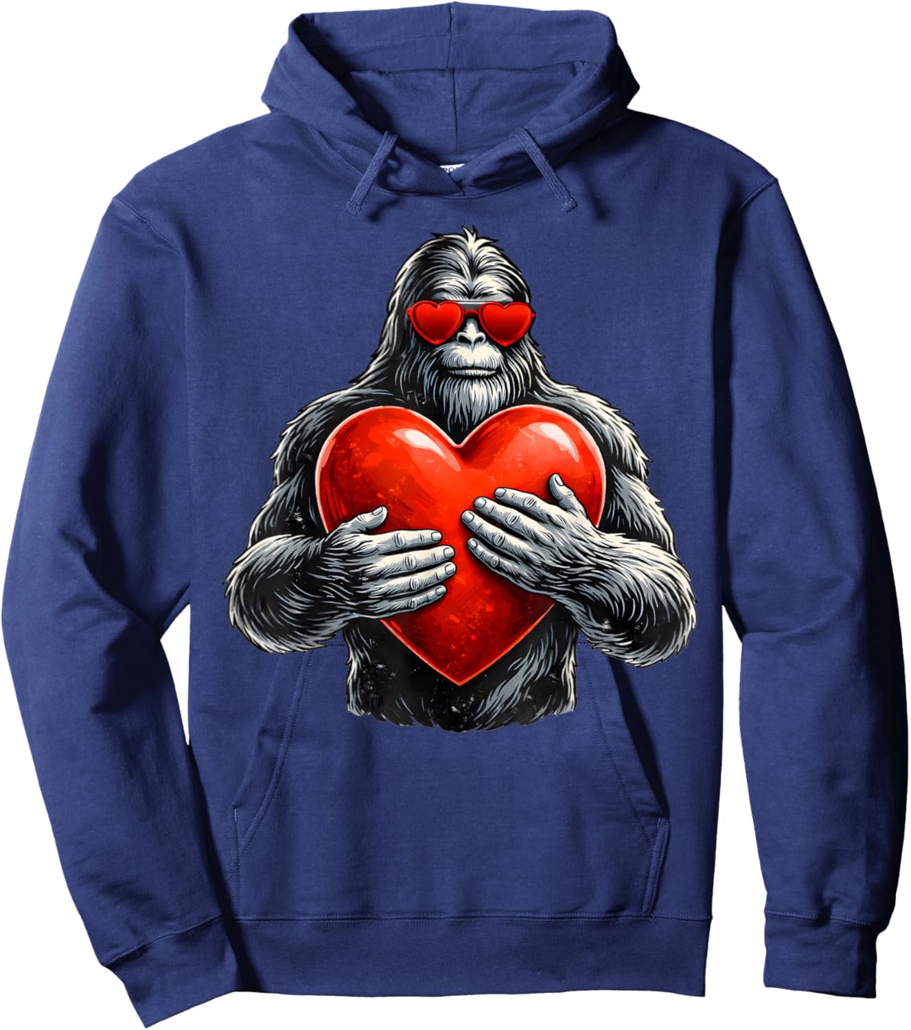 Funny Valentines Day Bigfoot Heart Sasquatch Men Boys Kids Hoodie - Hoodie | Navy