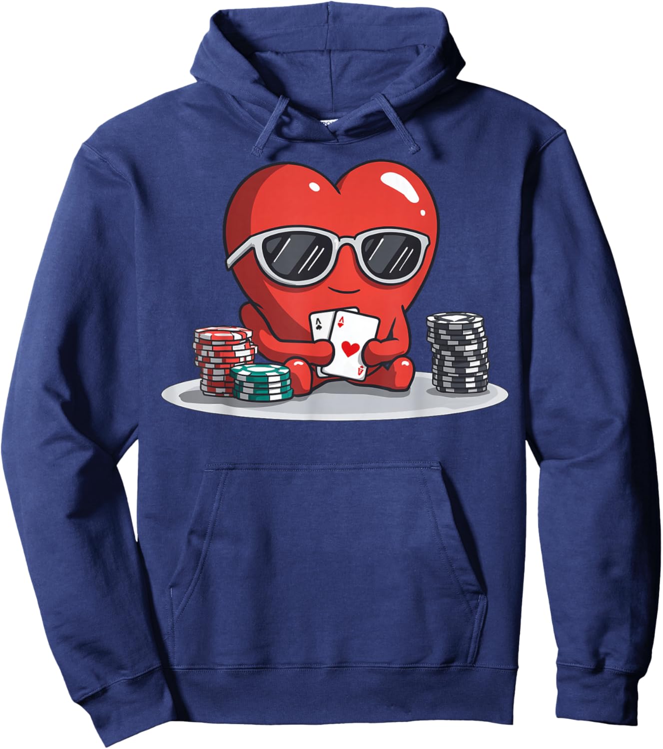 Poker Heart Player Casino Gambling Valentine's Day Hoodie - Hoodie | Navy