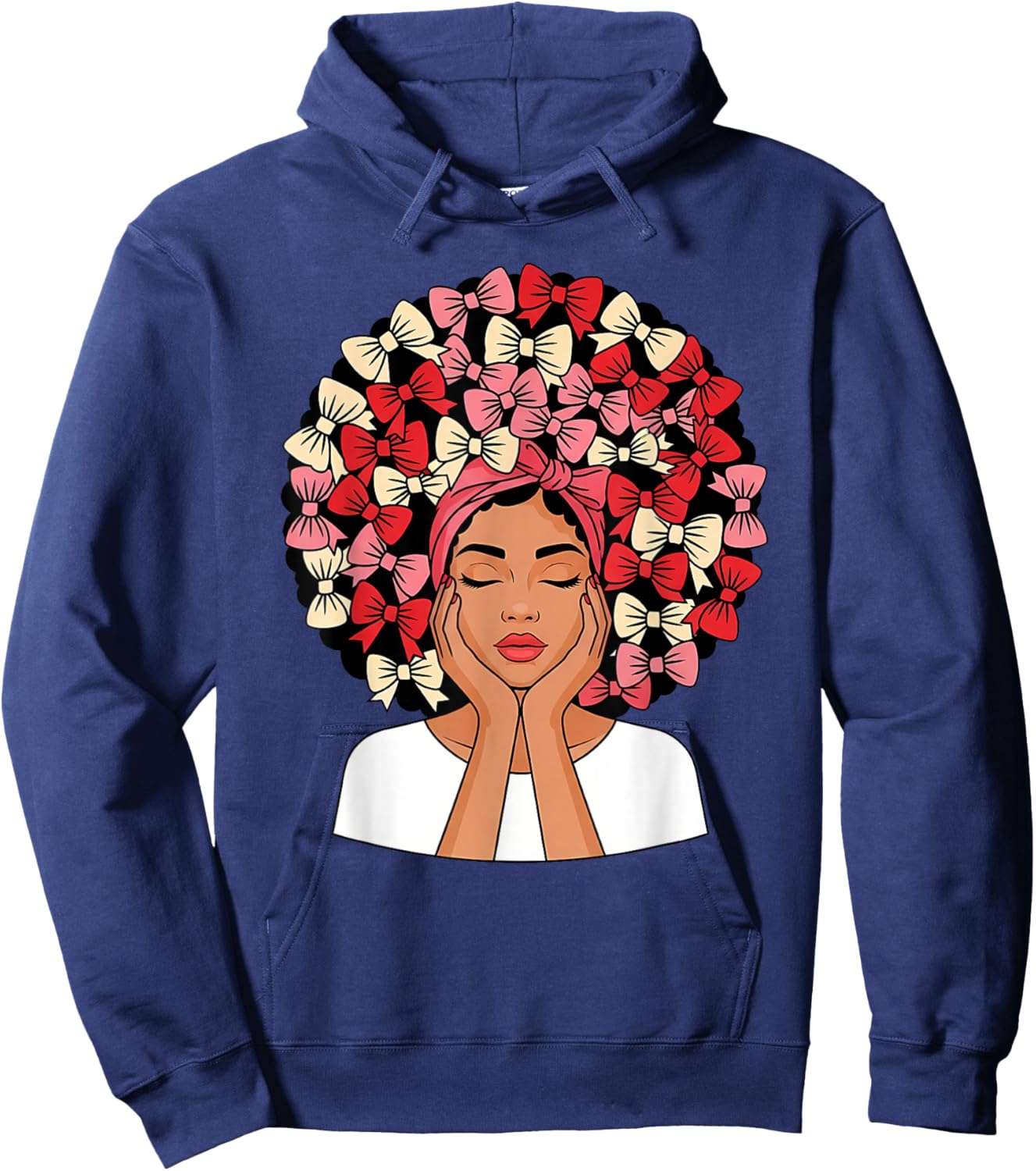 Valentine Day African American Coquette Women Hoodie - Hoodie | Navy