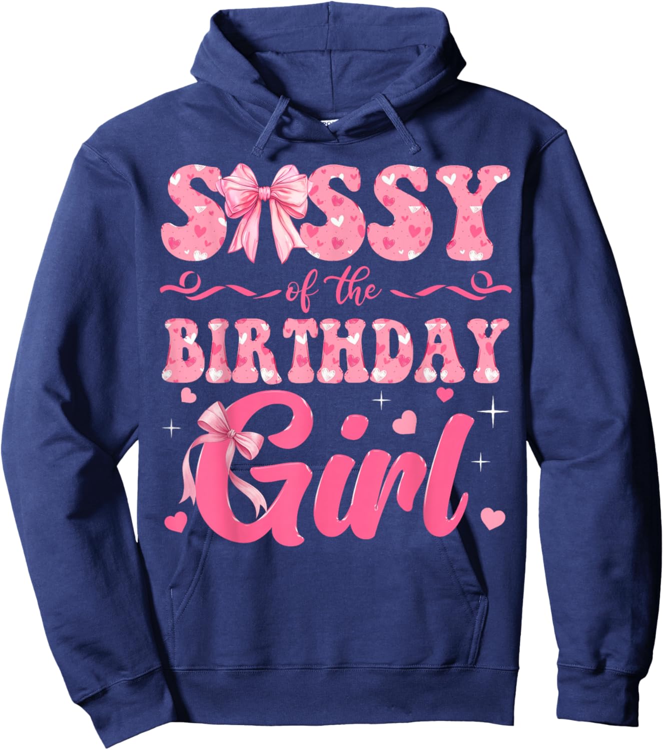 Sissy of The Birthday Girl Family Pink Coquette Bow Hoodie - Hoodie | Navy