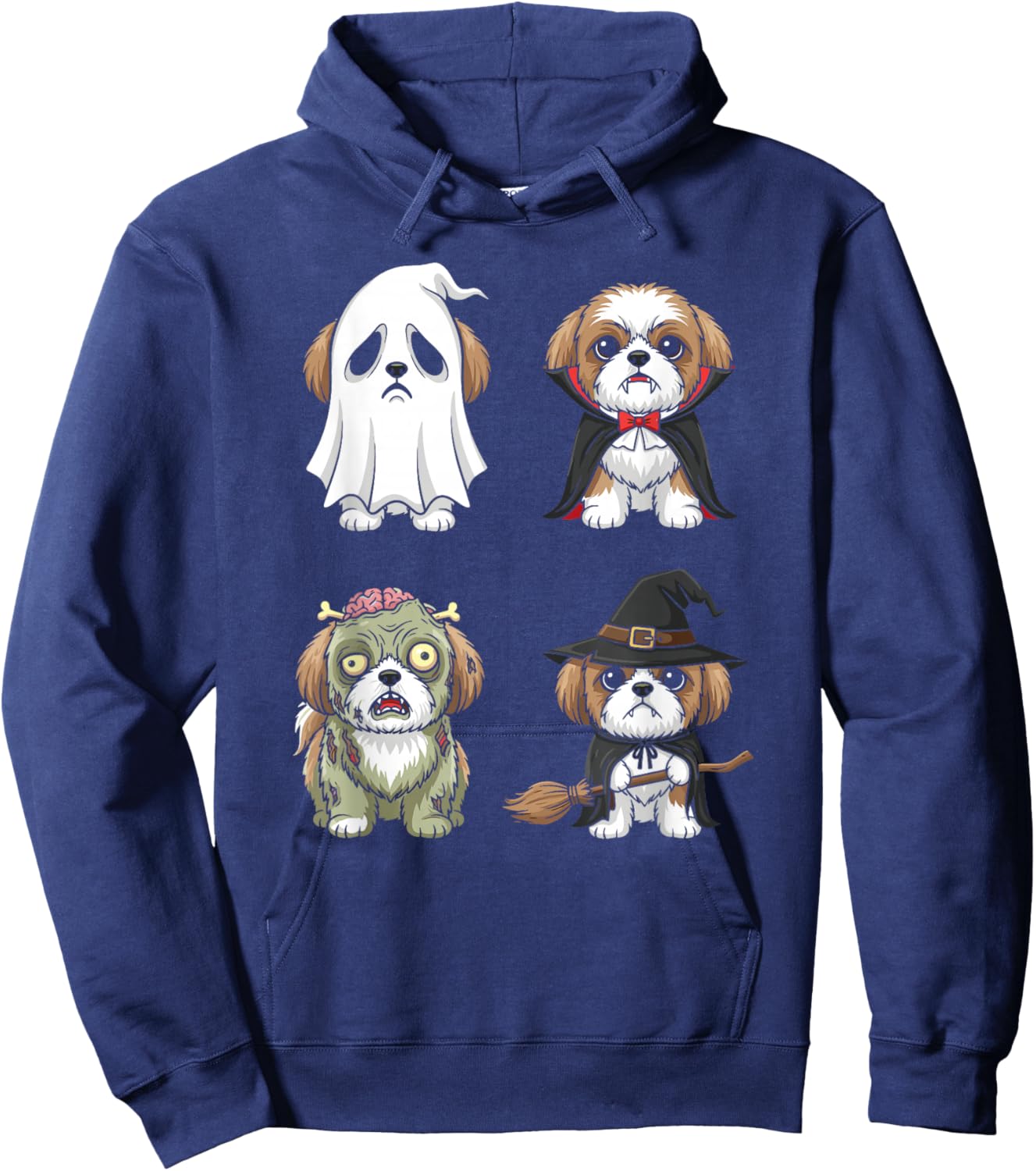 Halloween Dog Costumes Graphic Ghost Vampire Zombie Witch Hoodie - Hoodie | Navy