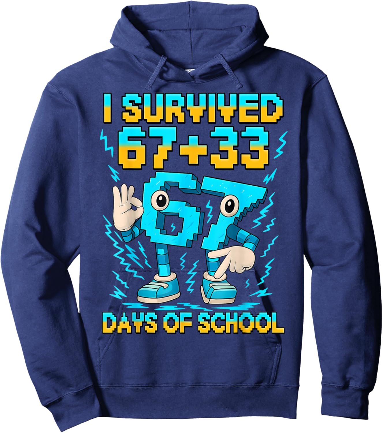 I Survived 100 Days of School 67 Italian Brainrot Kids Meme Hoodie - Hoodie | Navy