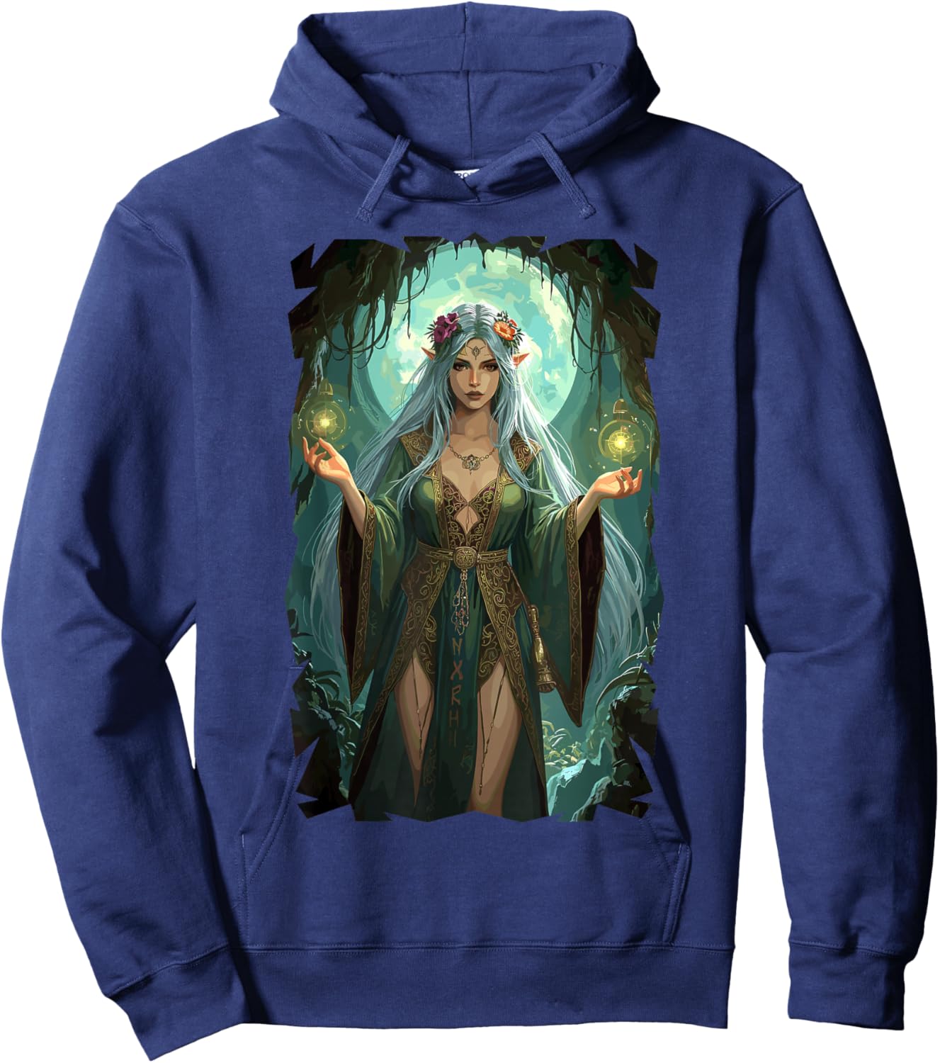 Elf Girl Forest Moon Enchanted Realm Magic Wise Hoodie - Hoodie | Navy