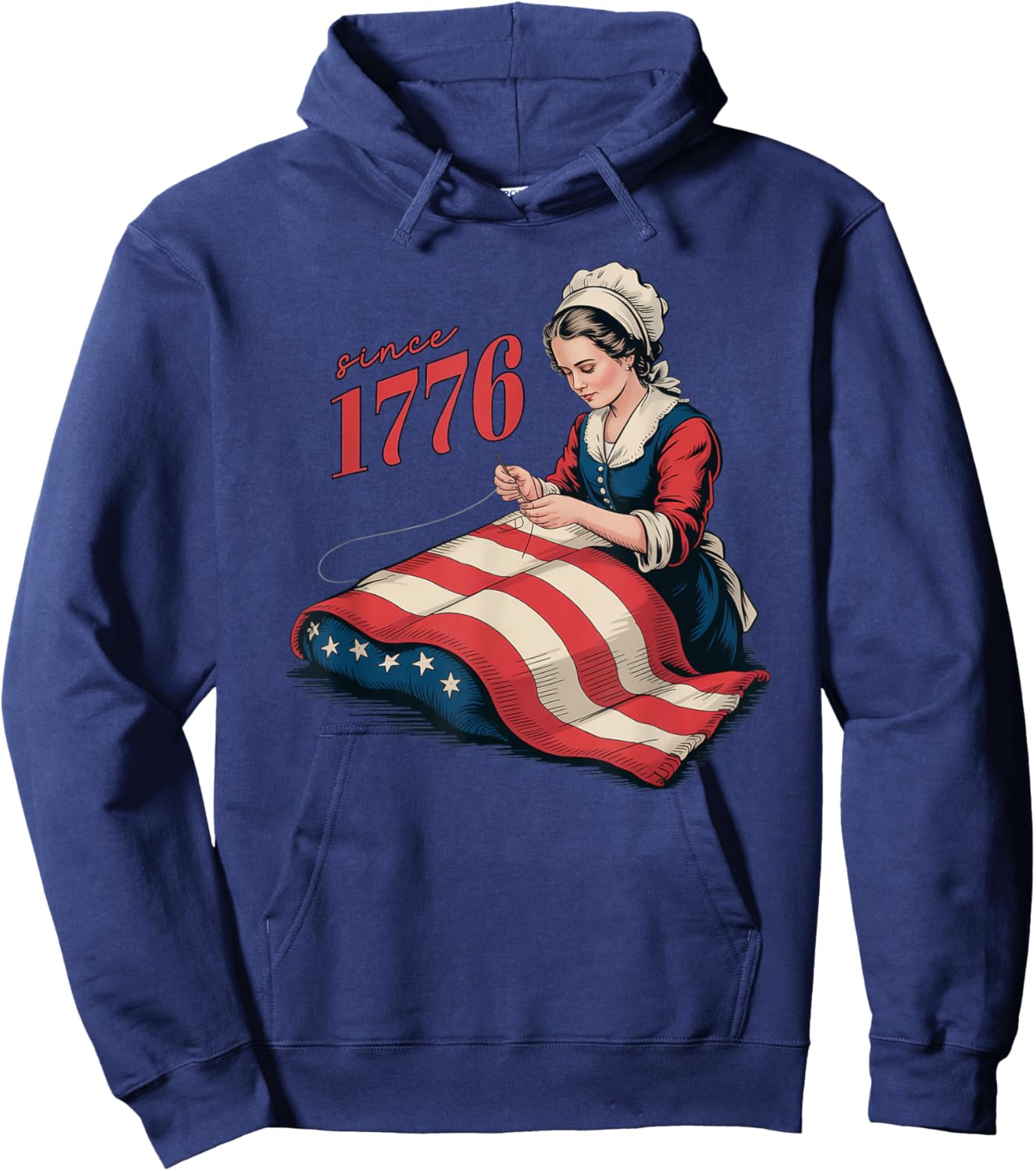 American Flag Sewing Patriotic Woman Betsy Ross Since 1776 Hoodie - Hoodie | Navy