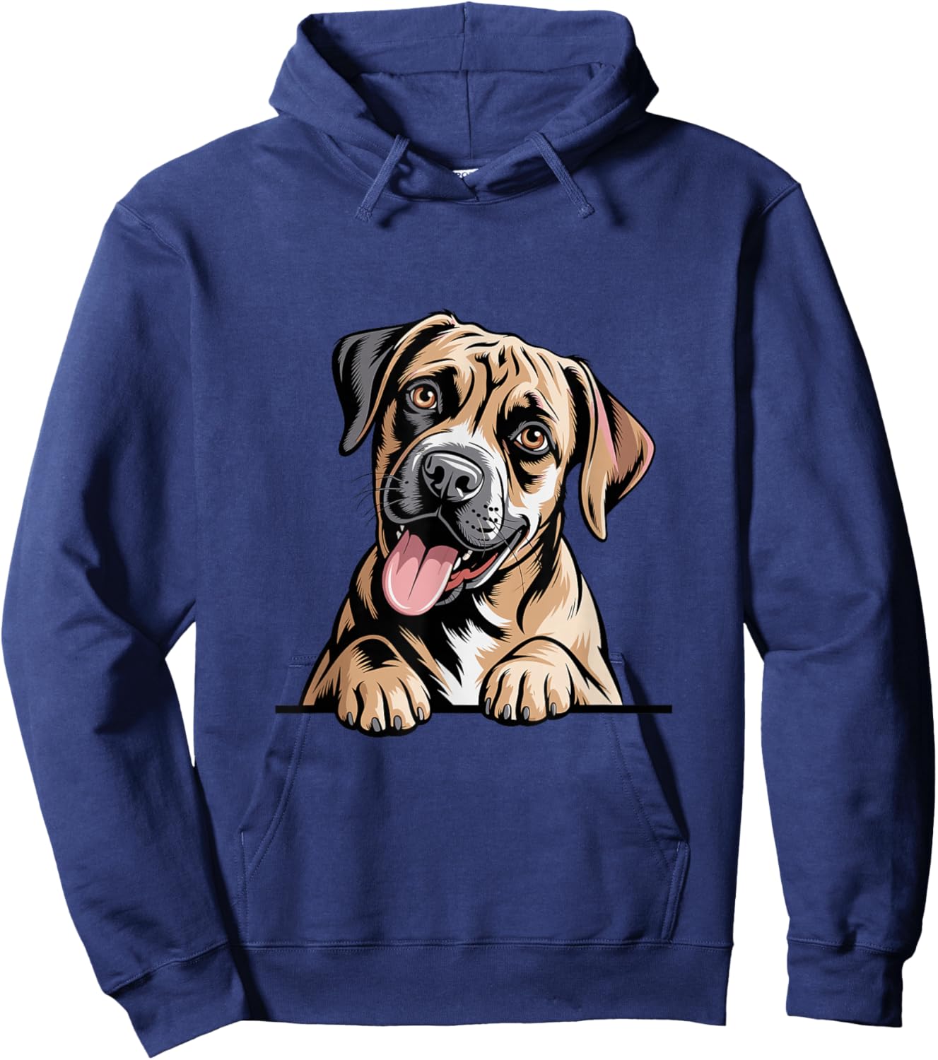 Cute Friendly Hand Drawn Illustration Cartoon Canine Boxador Hoodie - Hoodie | Navy
