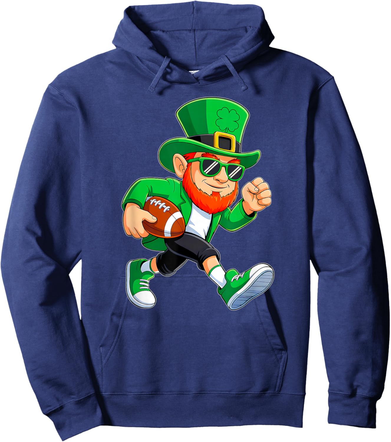 St Patricks Day Leprechaun Football Saint Paddys Boys Men Hoodie - Hoodie | Navy