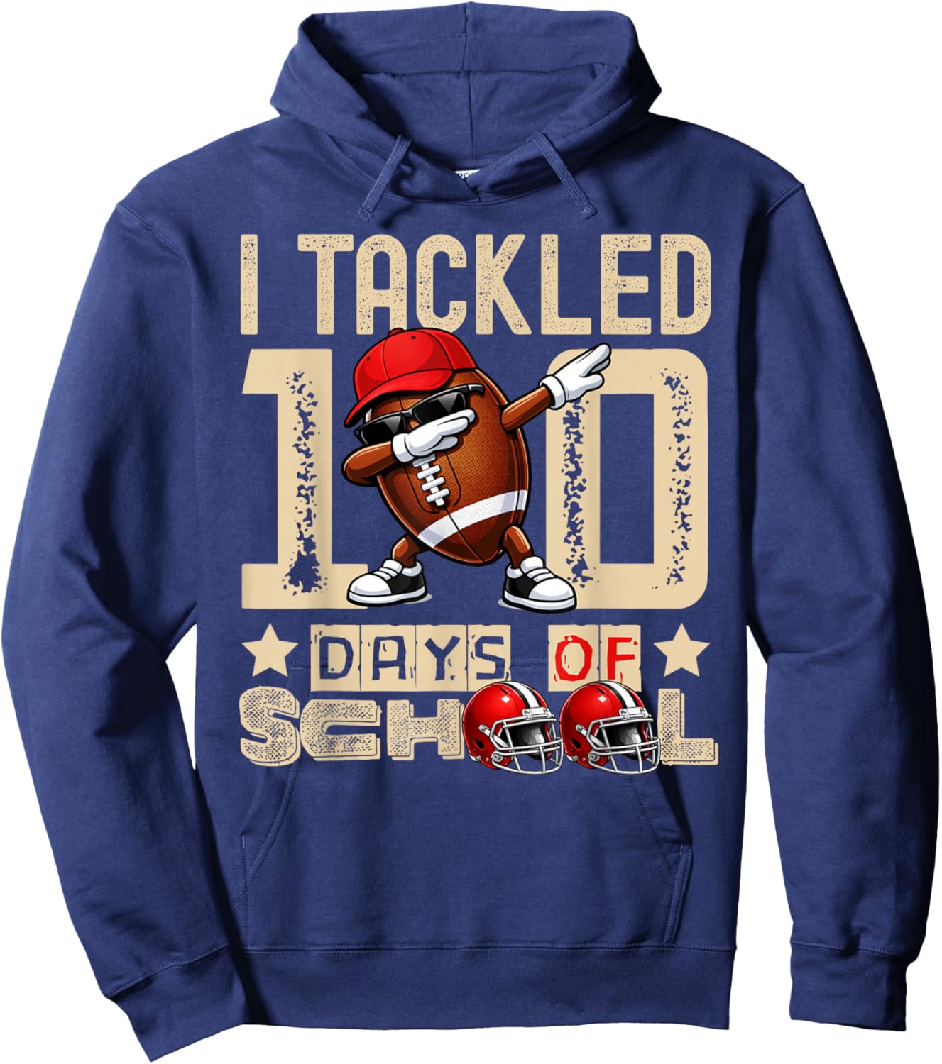 100 Days of School Football 100th Day of School for Boys Hoodie - Hoodie | Navy