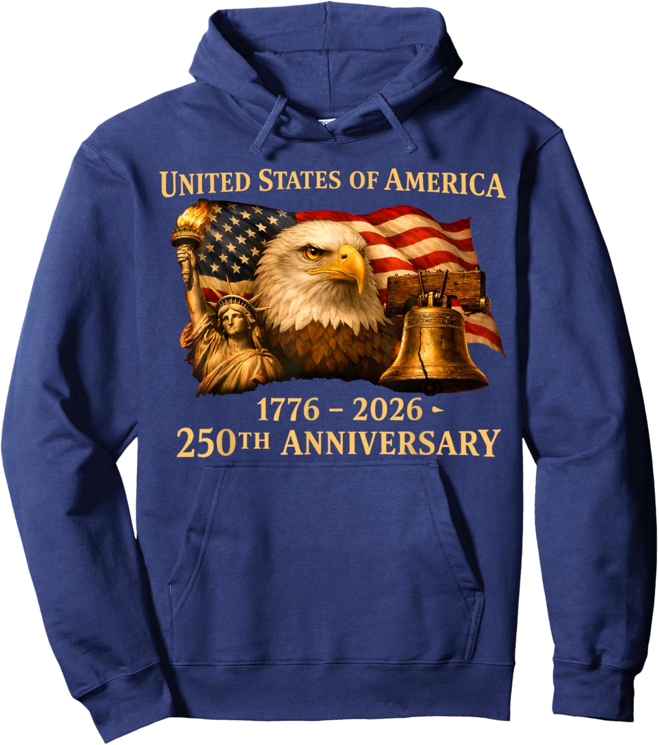 Eagle and Flag 250 Years 1776-2026 250th Birthday Hoodie - Hoodie | Navy