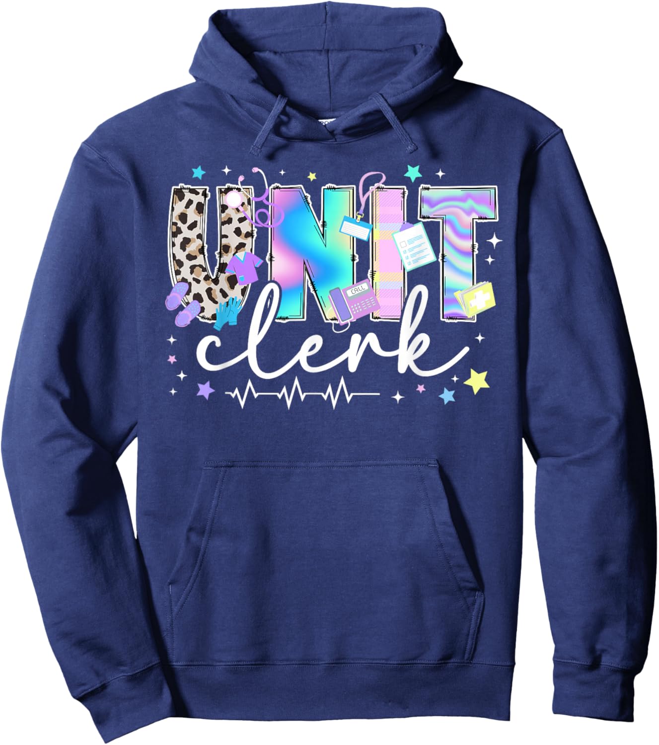 Unit Clerk Appreciation Unit Clerks Leopard Hoodie - Hoodie | Navy