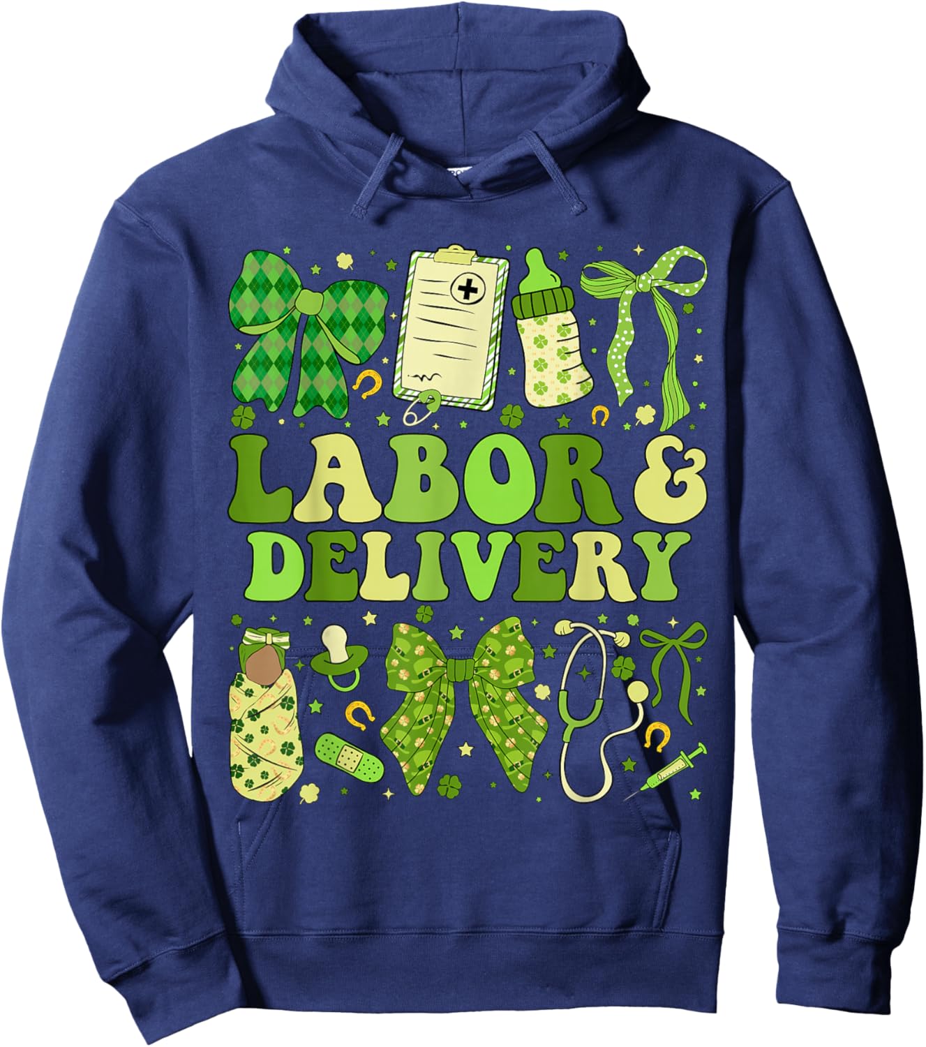 St Patricks Labor and Delivery Nurse Coquette L&D Patrick’s Hoodie - Hoodie | Navy