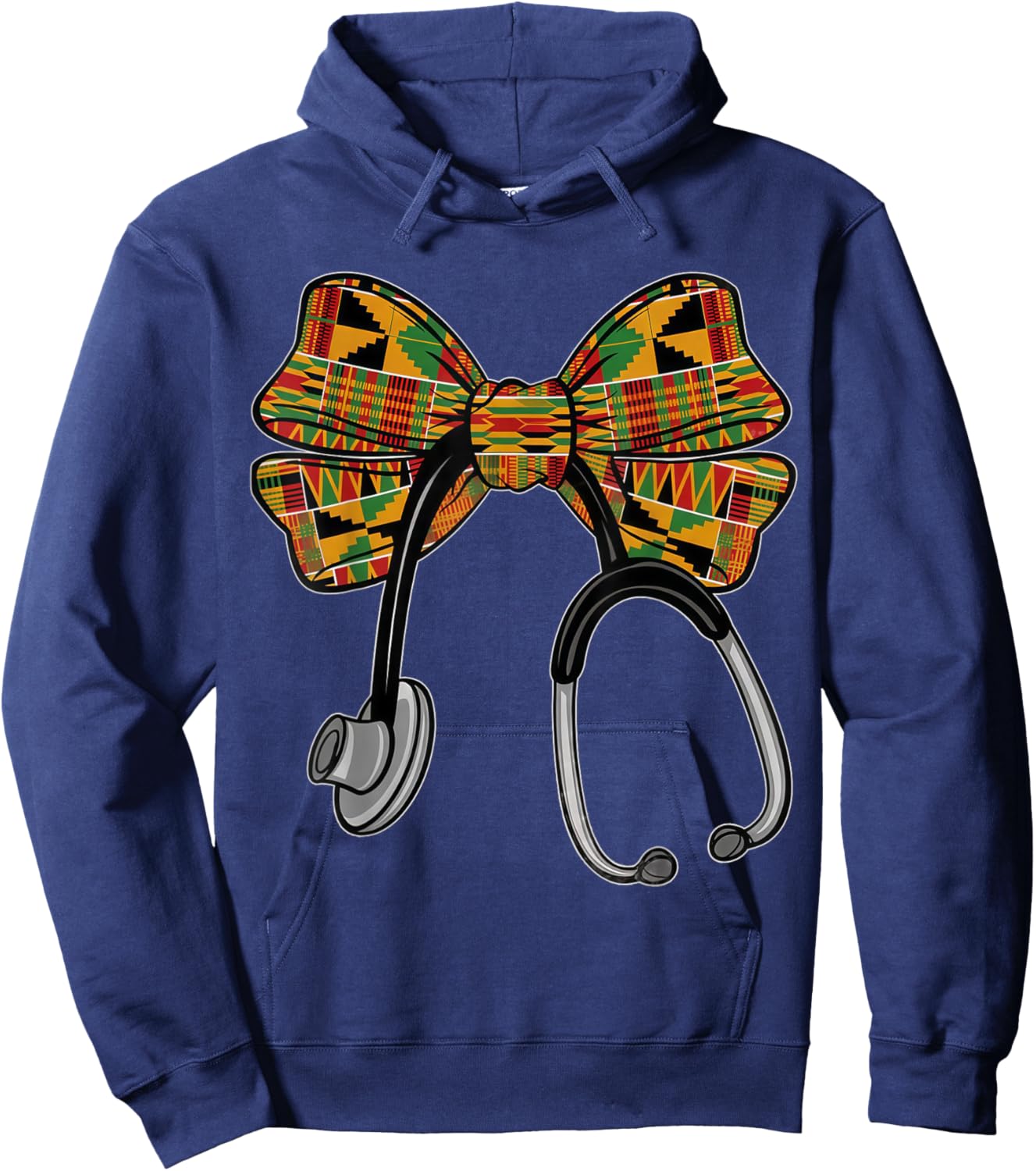 Coquette Bow Stethoscope Nurse Black History Month Hoodie - Hoodie | Navy