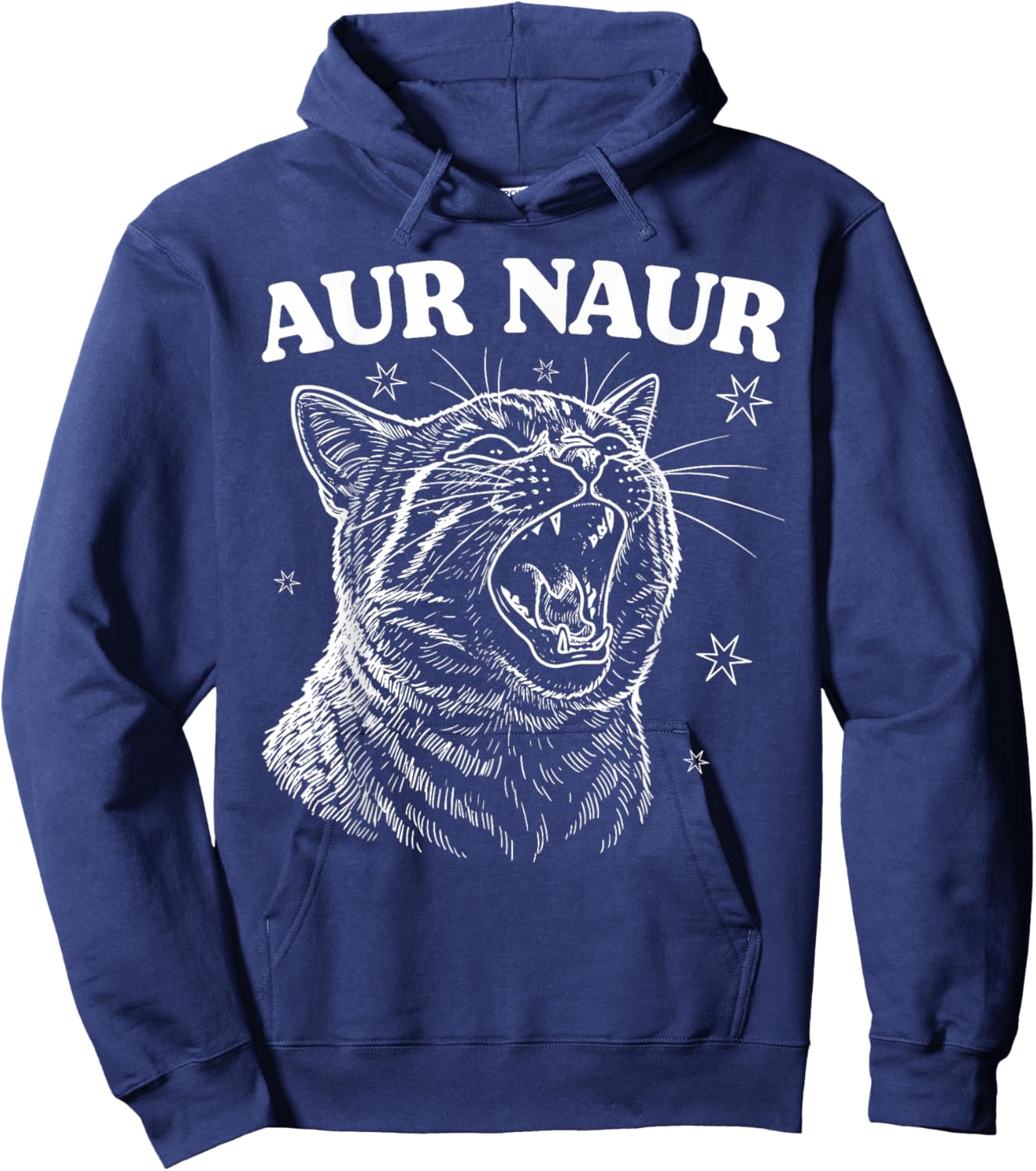 AUR Naur Cat Retro Funny Oh No Surprised Cat Animal Lover Hoodie - Hoodie | Navy