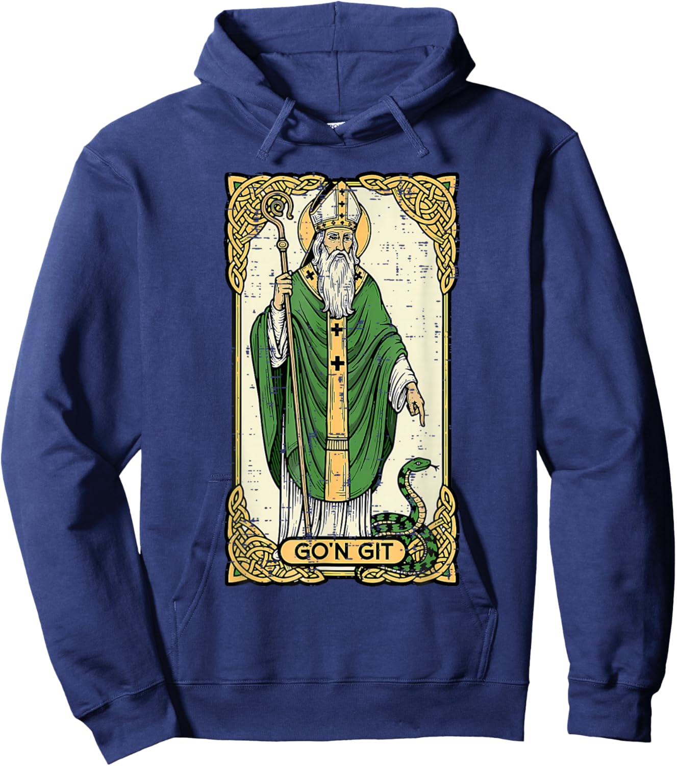 St Patrick Snake Gon Git Card Saint Pattys Men Women Kids Hoodie - Hoodie | Navy