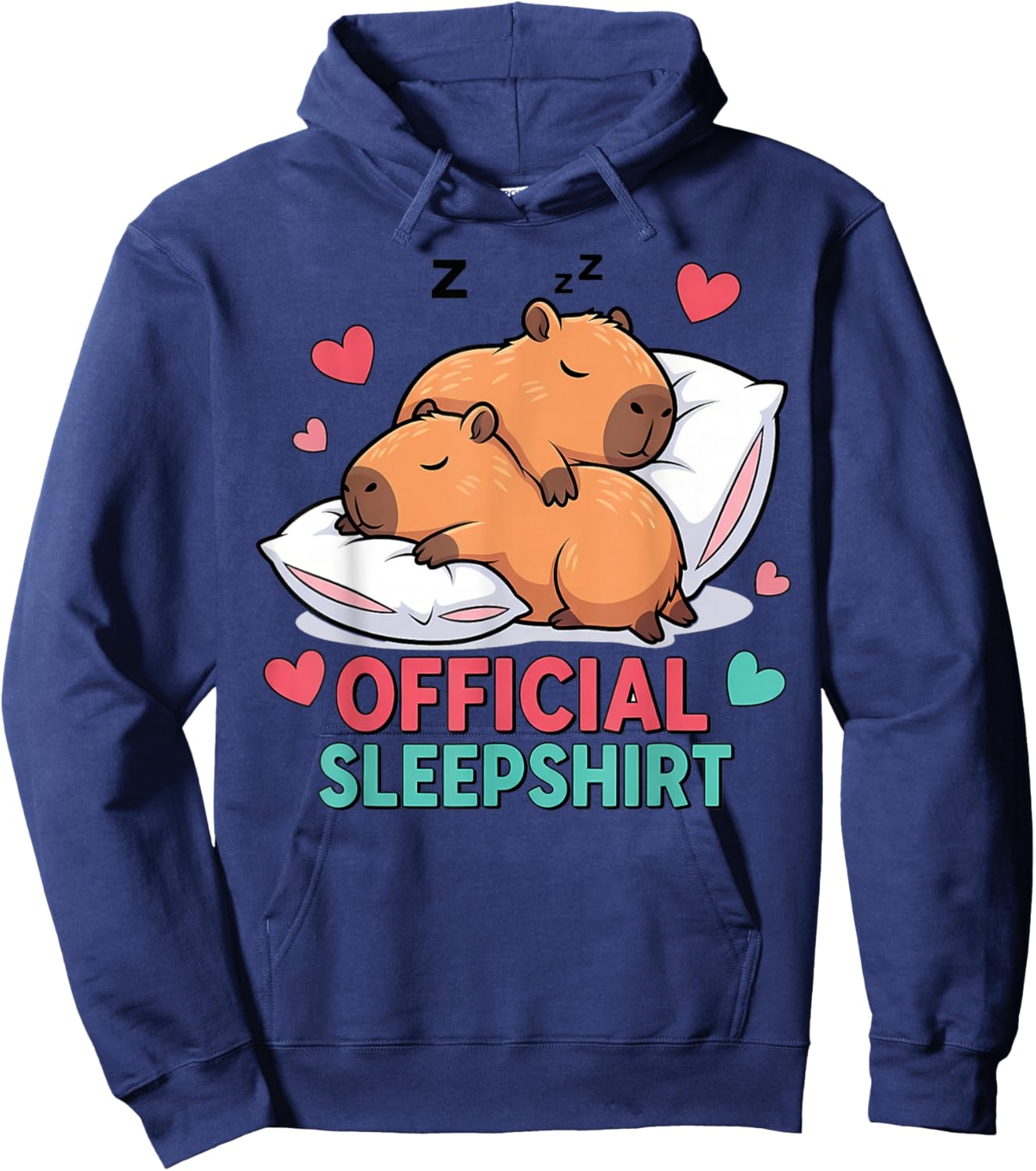 Cute Capybara Official Sleepshirt Cozy Sleep Valentine's Day Hoodie - Hoodie | Navy