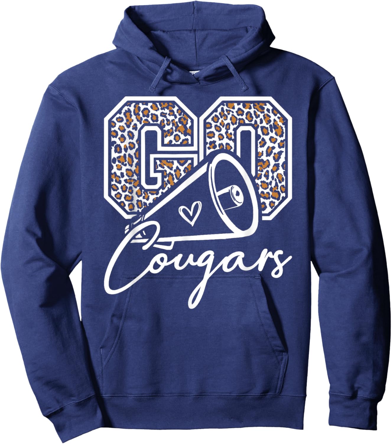 Go Cheer Cougars High School Spirit Fan Team Back to School Hoodie - Hoodie | Navy