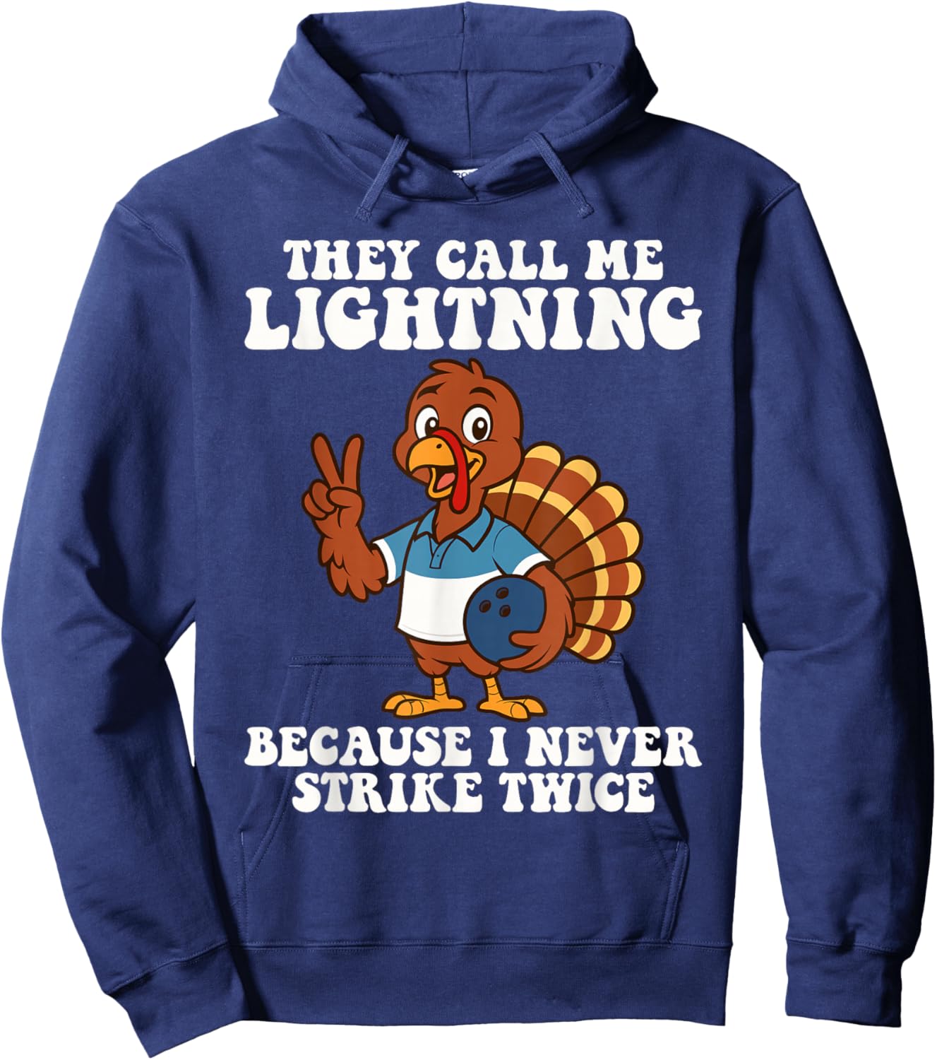 Funny Bowler Thanksgiving Humor Turkey Holiday Bowling Lover Hoodie - Hoodie | Navy