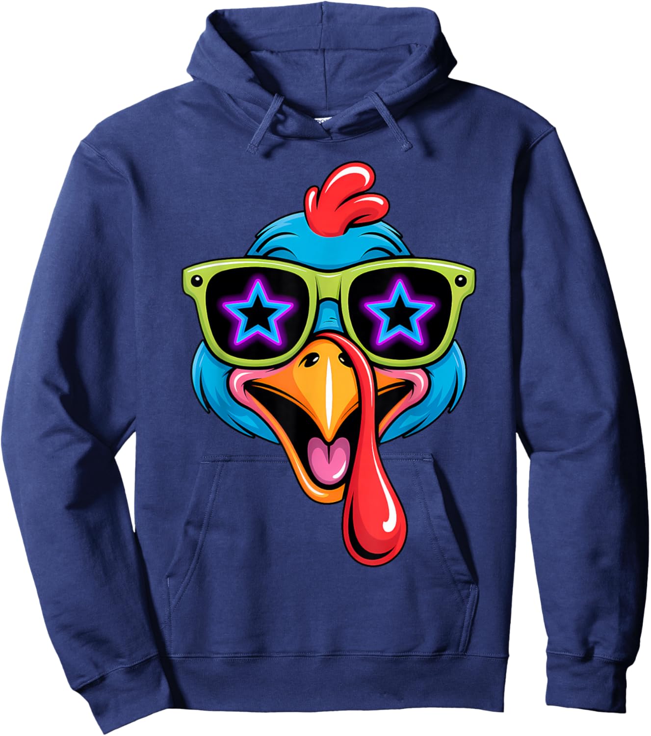 Funny Turkey Face Cool Thanksgiving Hoodie - Hoodie | Navy