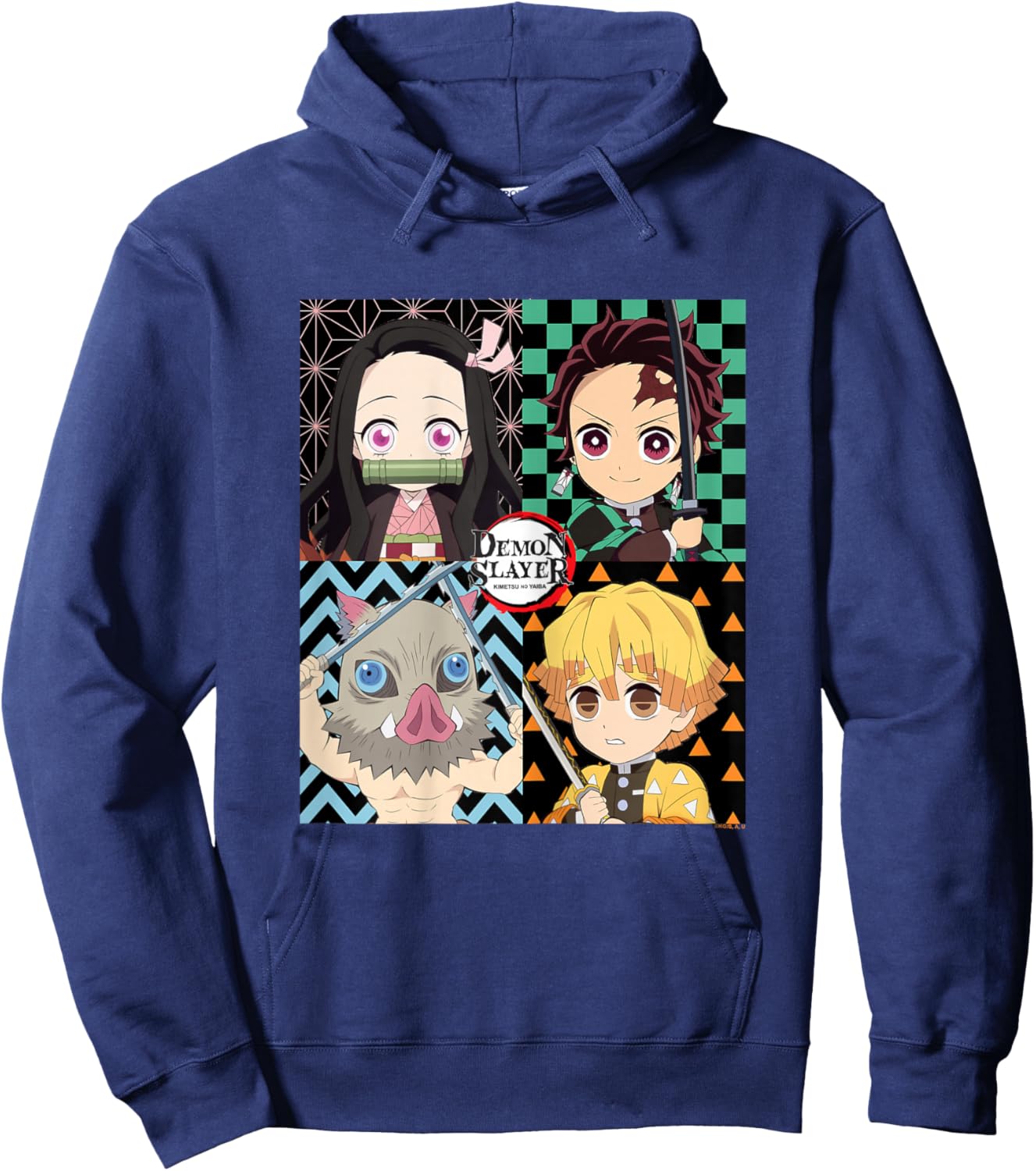 Demon Slayer: Kimetsu no Yaiba Nezuko Tanjiro Zenitsu Kawaii Hoodie - Hoodie | Navy