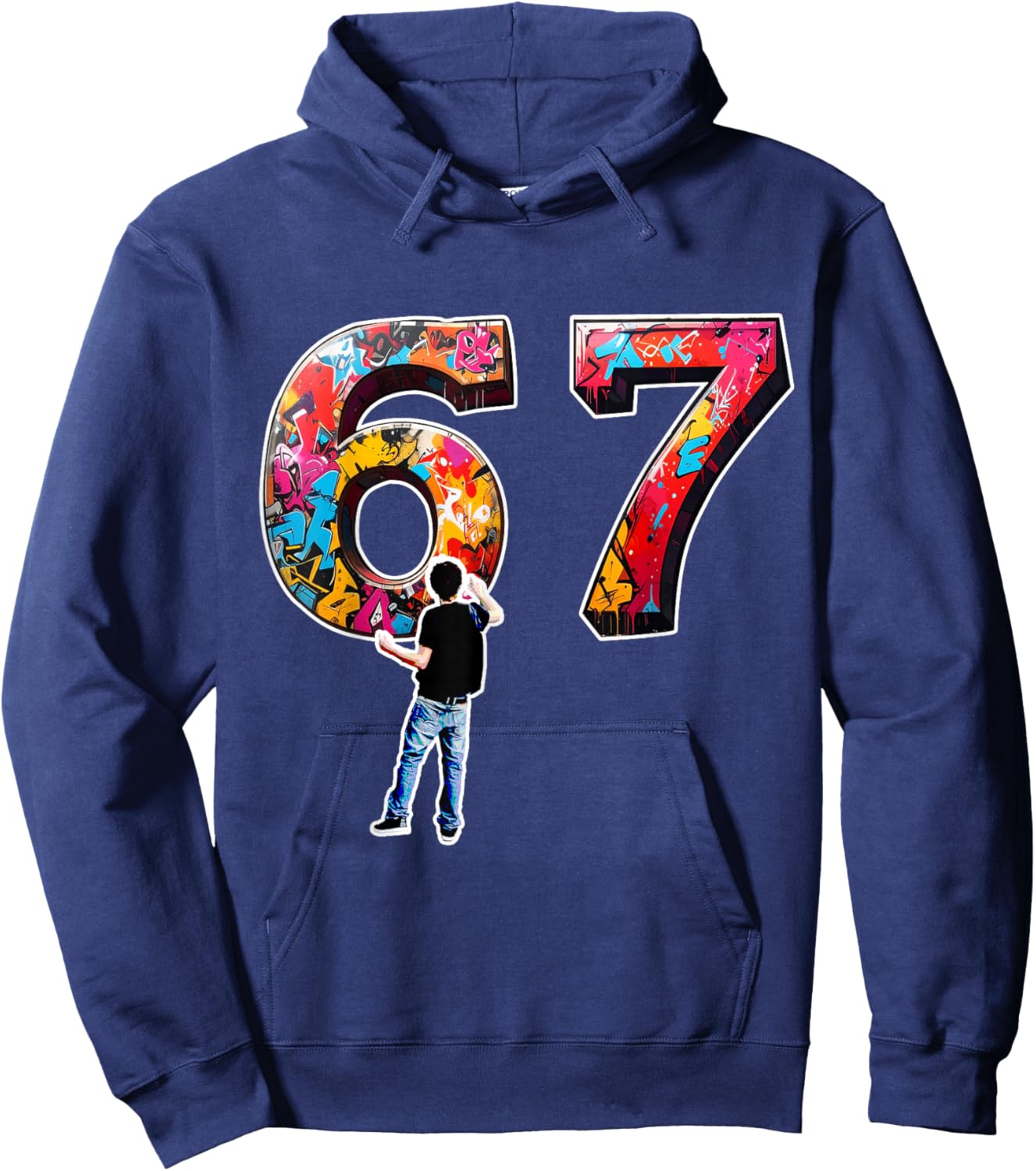 6 7 Graffiti Artist Hip Hop Urban Streetwear Hoodie - Hoodie | Navy