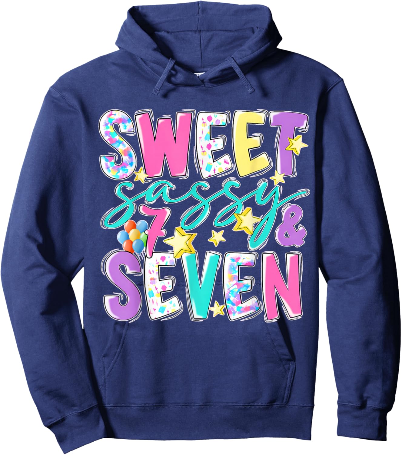 7Th Birthday Girl Sweet Sassy and Seven Birthday Girl Kids Hoodie - Hoodie | Navy