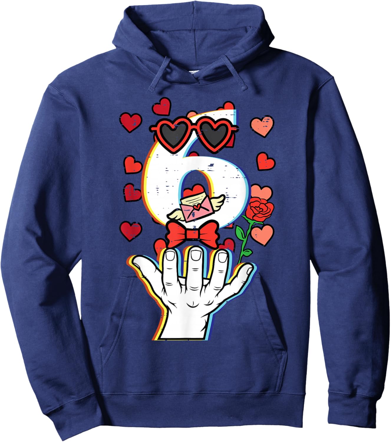 Number 6 Valentines Day 6 7 Meme Matching Kids Boys Youth Hoodie - Hoodie | Navy