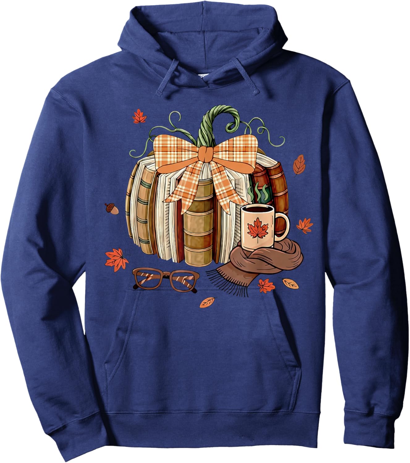Fall Book Pumpkin Fall Librarians Bookworm Teachers Students Hoodie - Hoodie | Navy