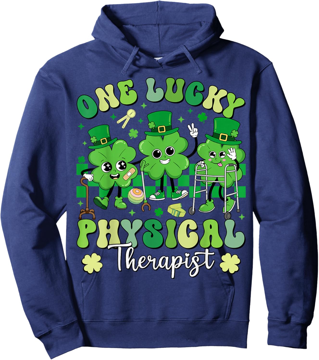 Groovy One Lucky Physical Therapist St Patrick's Day Therapy Hoodie - Hoodie | Navy