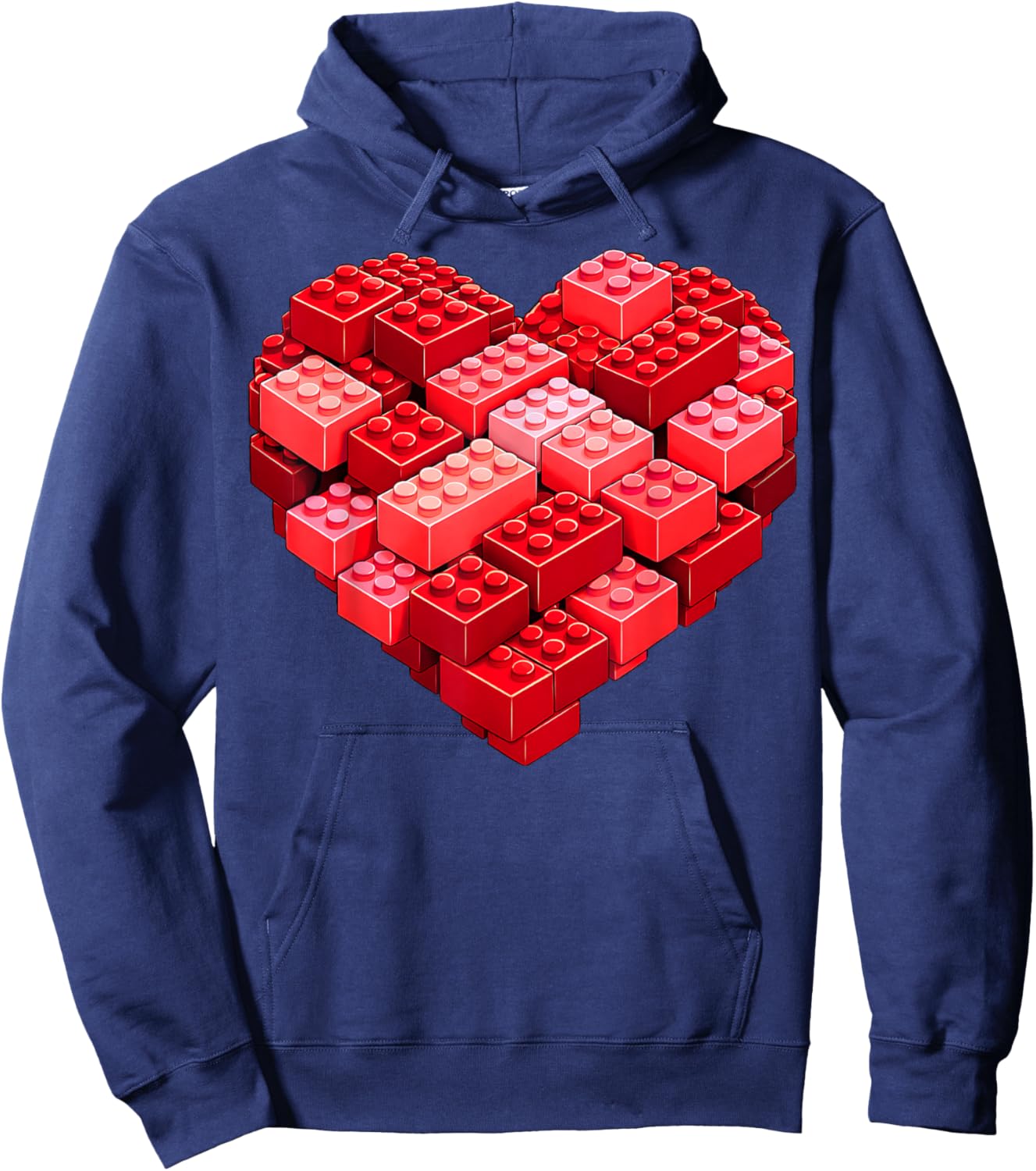 Valentines Day Heart Building Blocks Bricks Boys Kid Toddler Hoodie - Hoodie | Navy