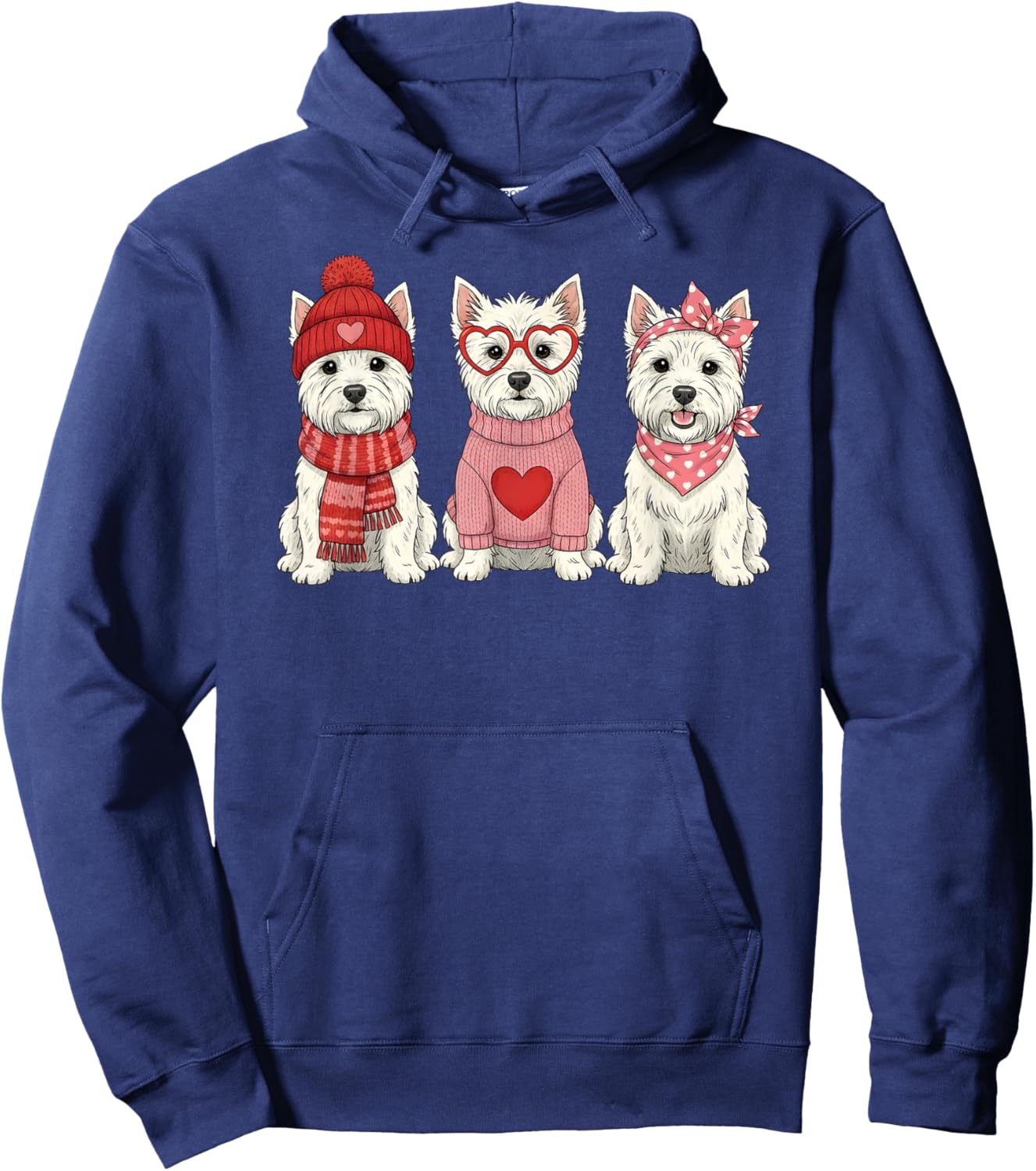Cute West Highland White Terrier Valentine Westie Dog Hoodie - Hoodie | Navy