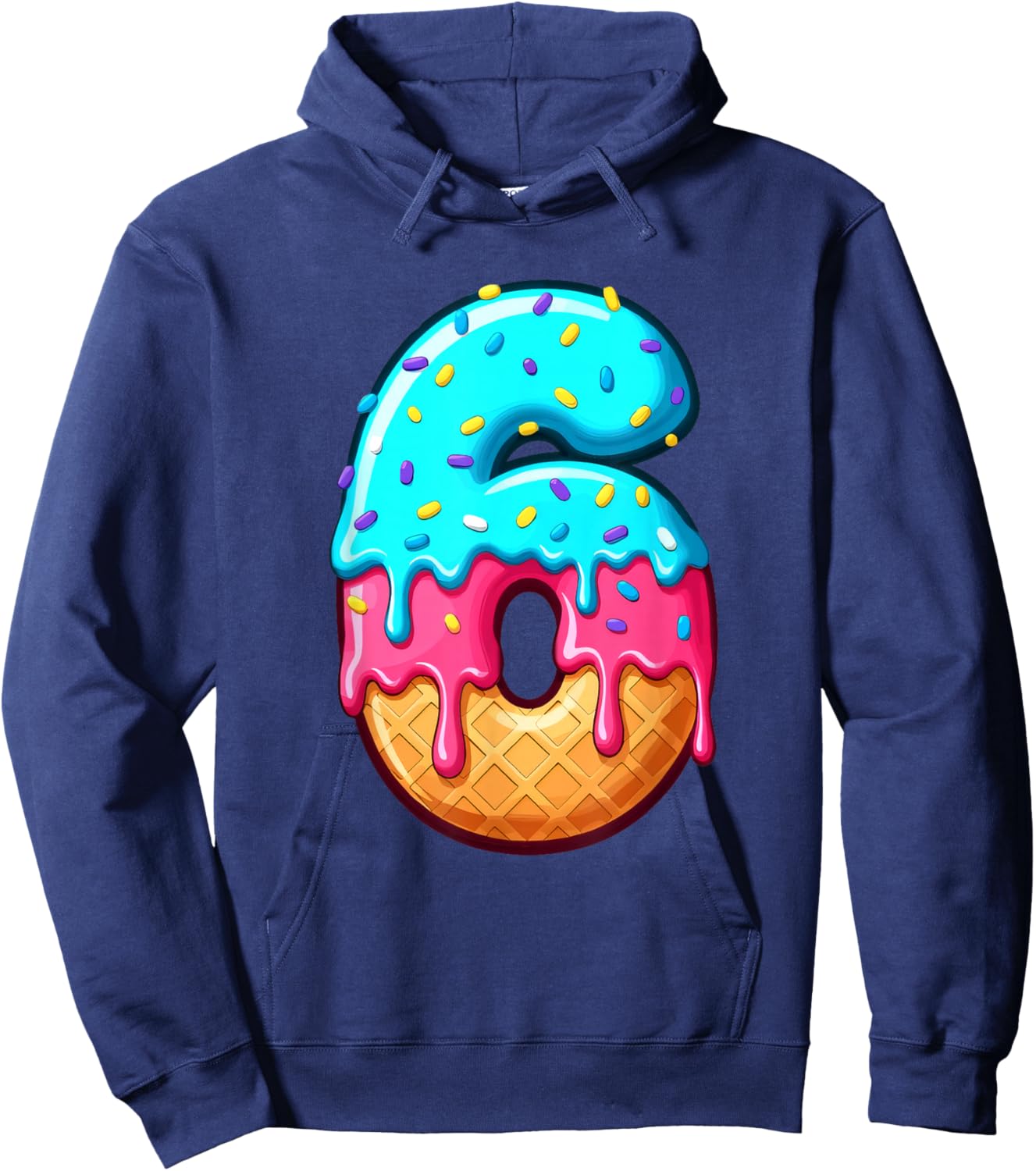Funny 67 Number 6 Ice Cream Drip Meme Matching Group Costume Hoodie - Hoodie | Navy