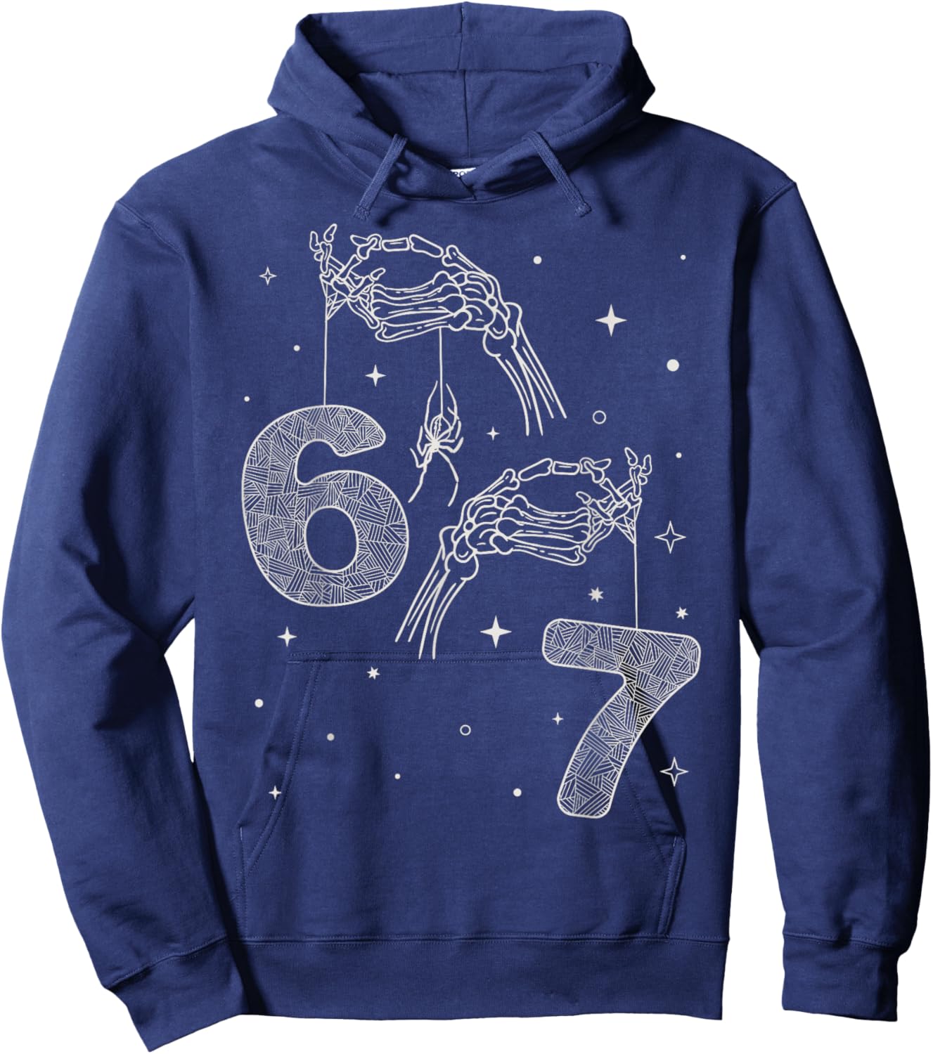 67 Meme Skeleton Hand Funny Halloween Six Seven Teens Hoodie - Hoodie | Navy