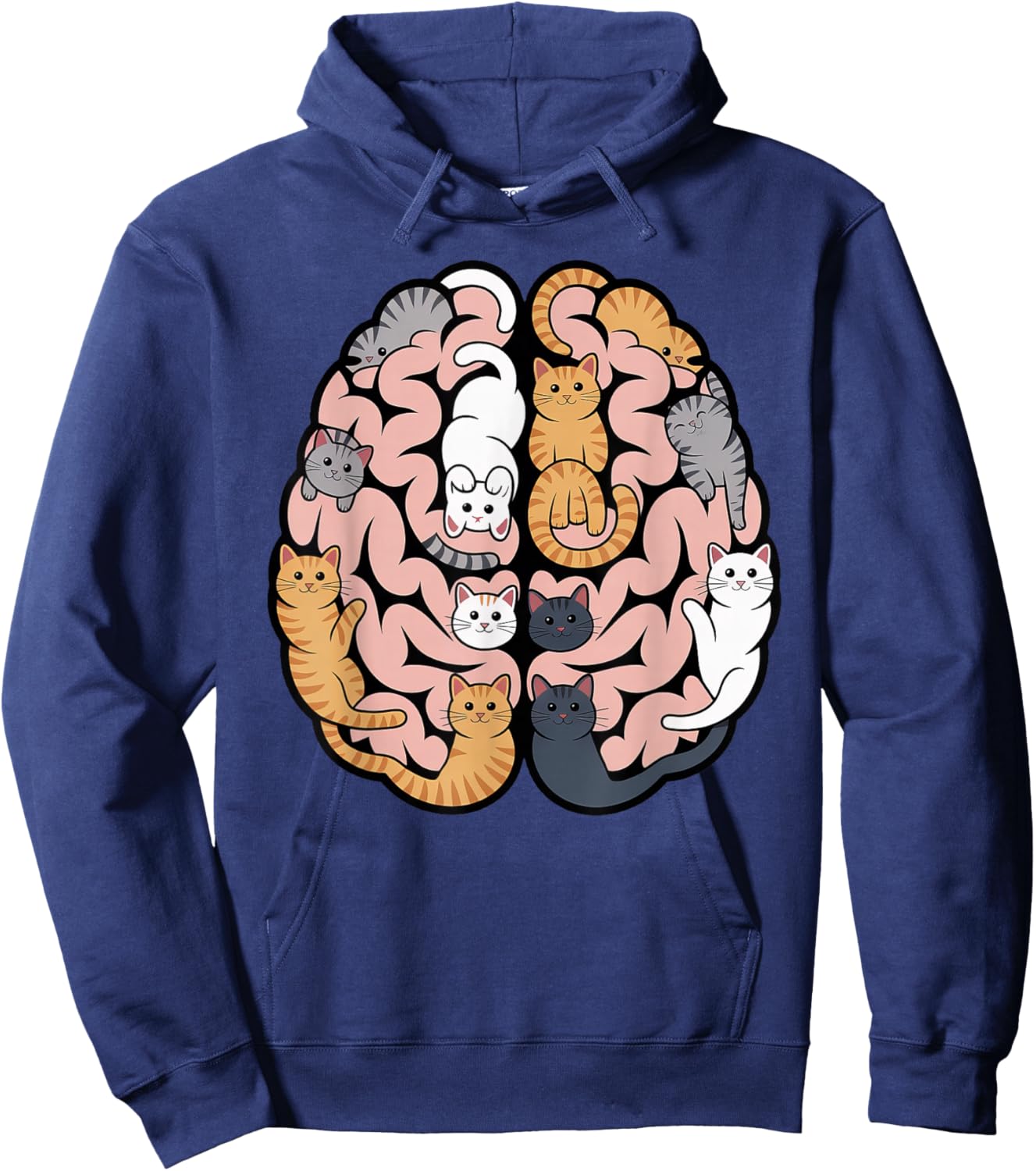 Funny Cat Brain Graphic Neuroscience Neurologist Hoodie - Hoodie | Navy