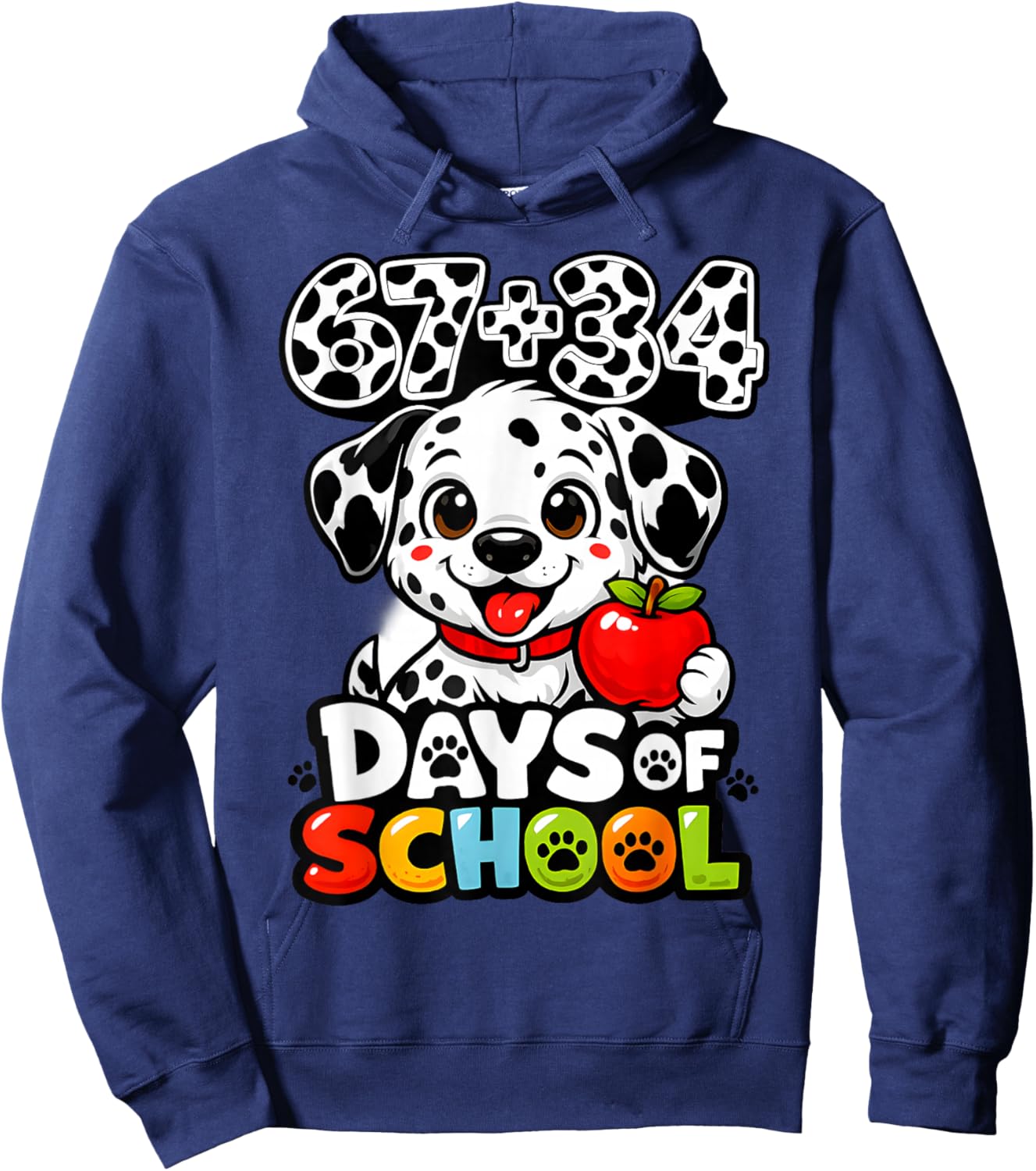 67+34 Days School 101 Days Cute Dog Teacher Kids Hoodie - Hoodie | Navy