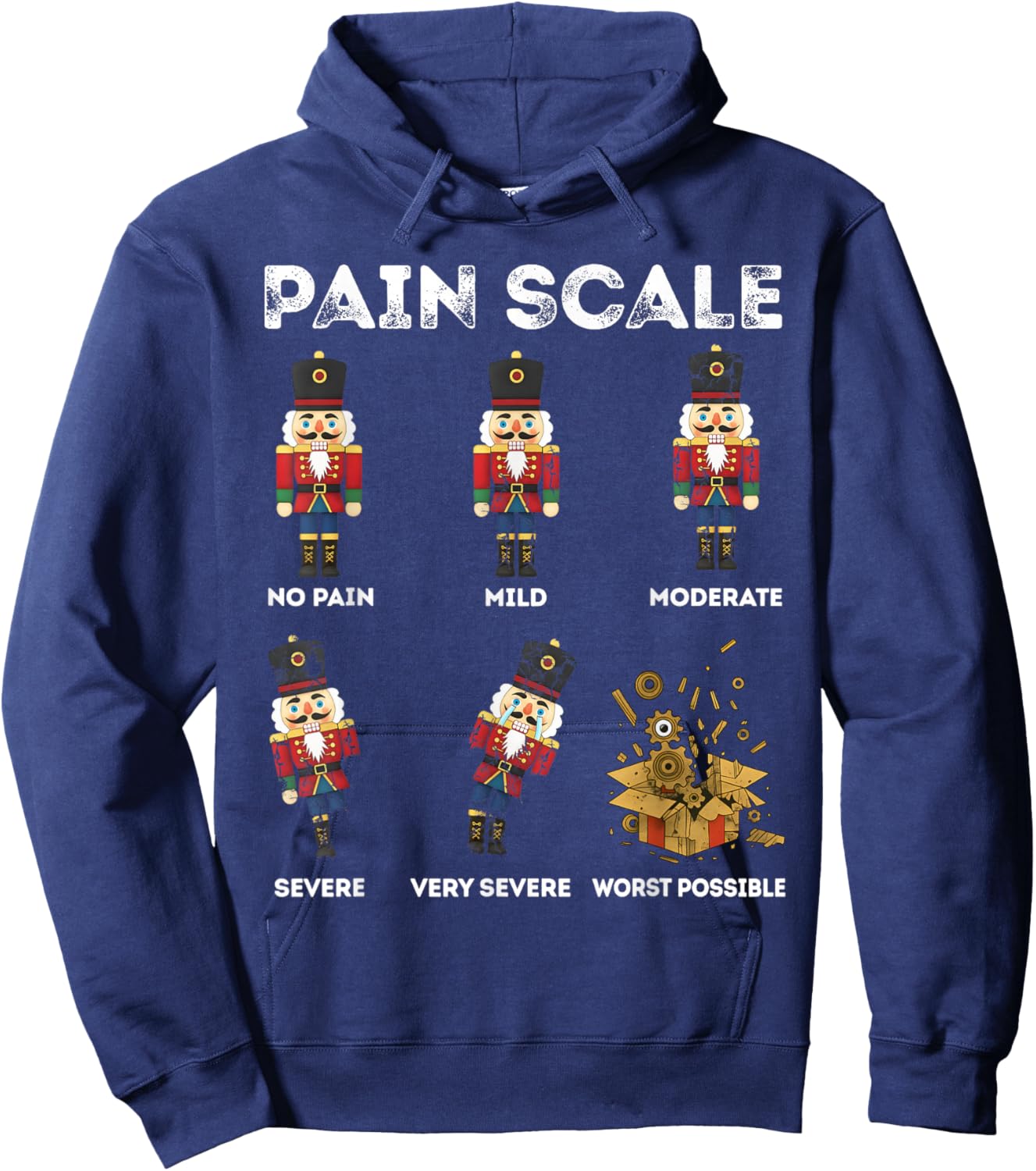 Pain Scale Xmas Nutcracker Soldiers Funny Pain Assessment Hoodie - Hoodie | Navy