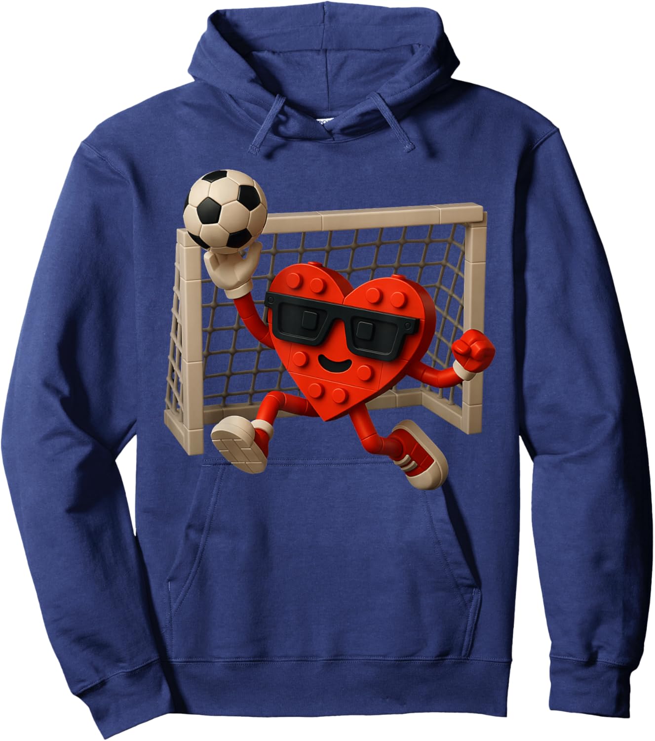 Goalie Valentines Day Soccer Heart Building Brick Boys Kids Hoodie - Hoodie | Navy