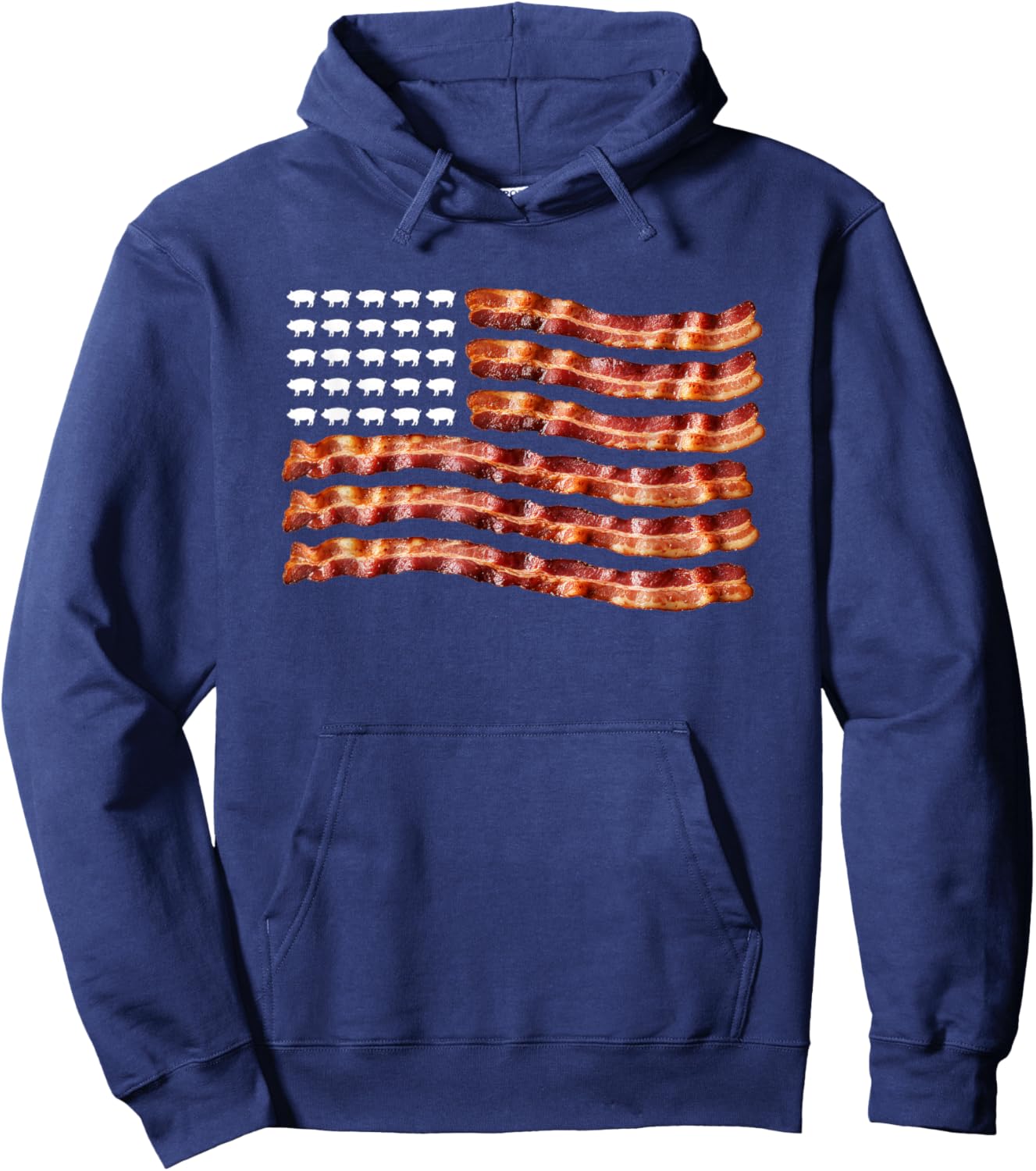 USA Bacon Flag - Patriotic American Bacon Design Hoodie - Hoodie | Navy
