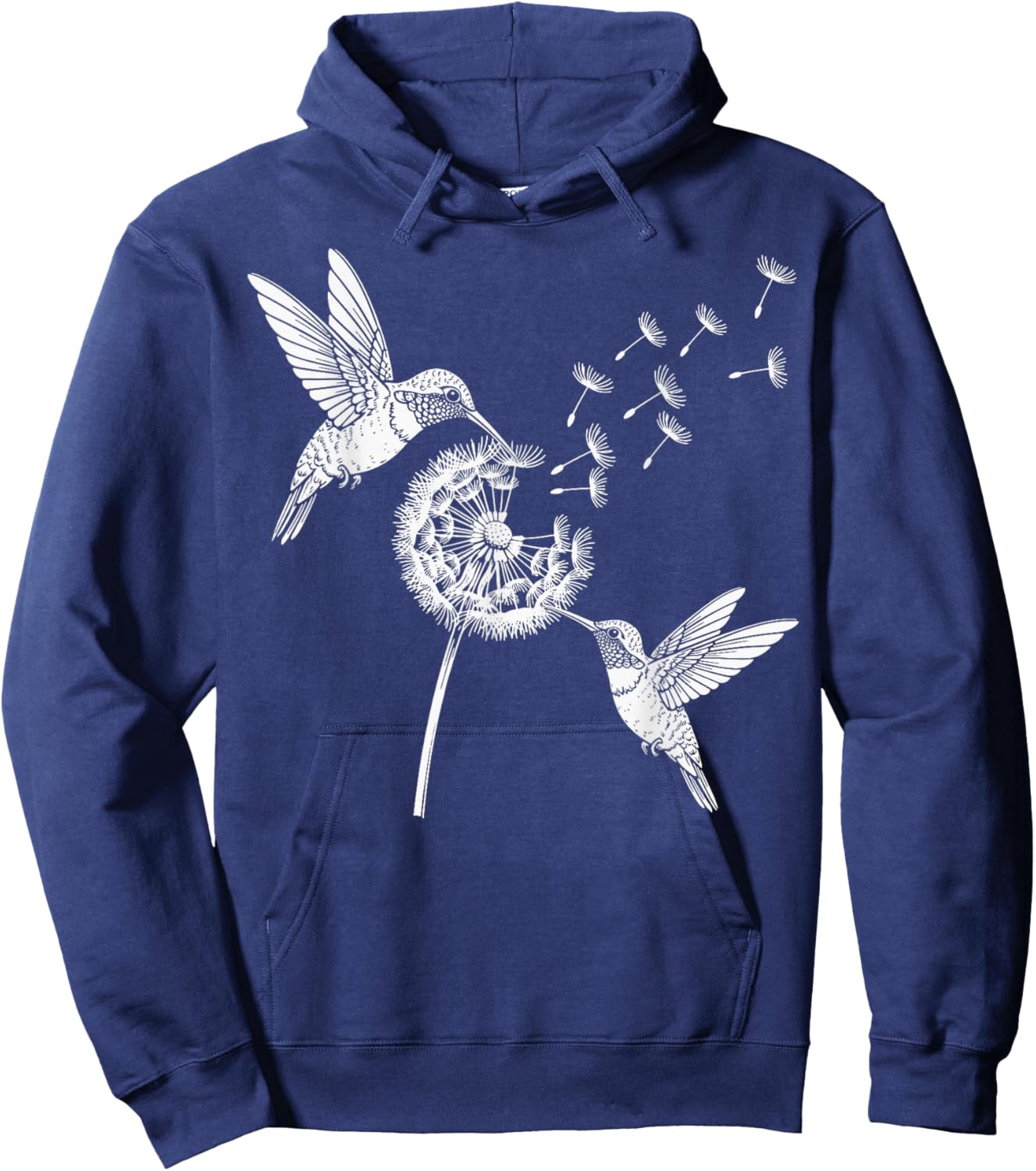 Hummingbirds Dandelion Graphic Bird Flower Lover Hoodie - Hoodie | Navy
