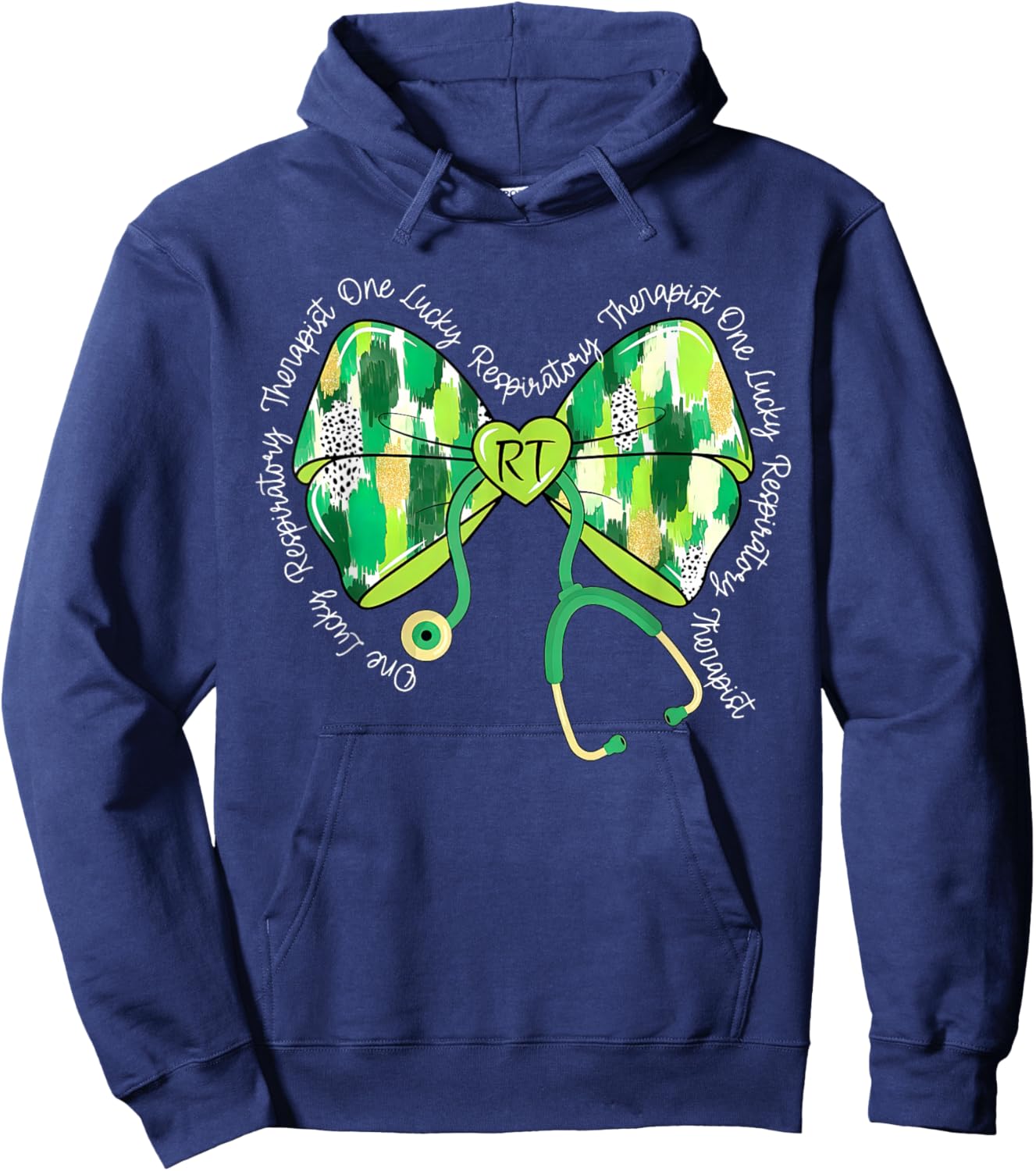 Coquette Stethoscope Respiratory Therapist St Patrick's Day Hoodie - Hoodie | Navy