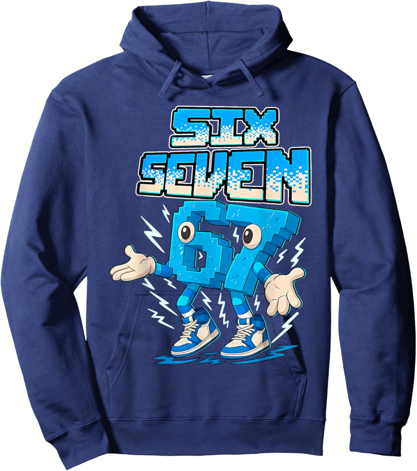 67 Six Seven 6-7 Funny Brainrot Boys Girls Kids Gaming Meme Hoodie - Hoodie | Navy