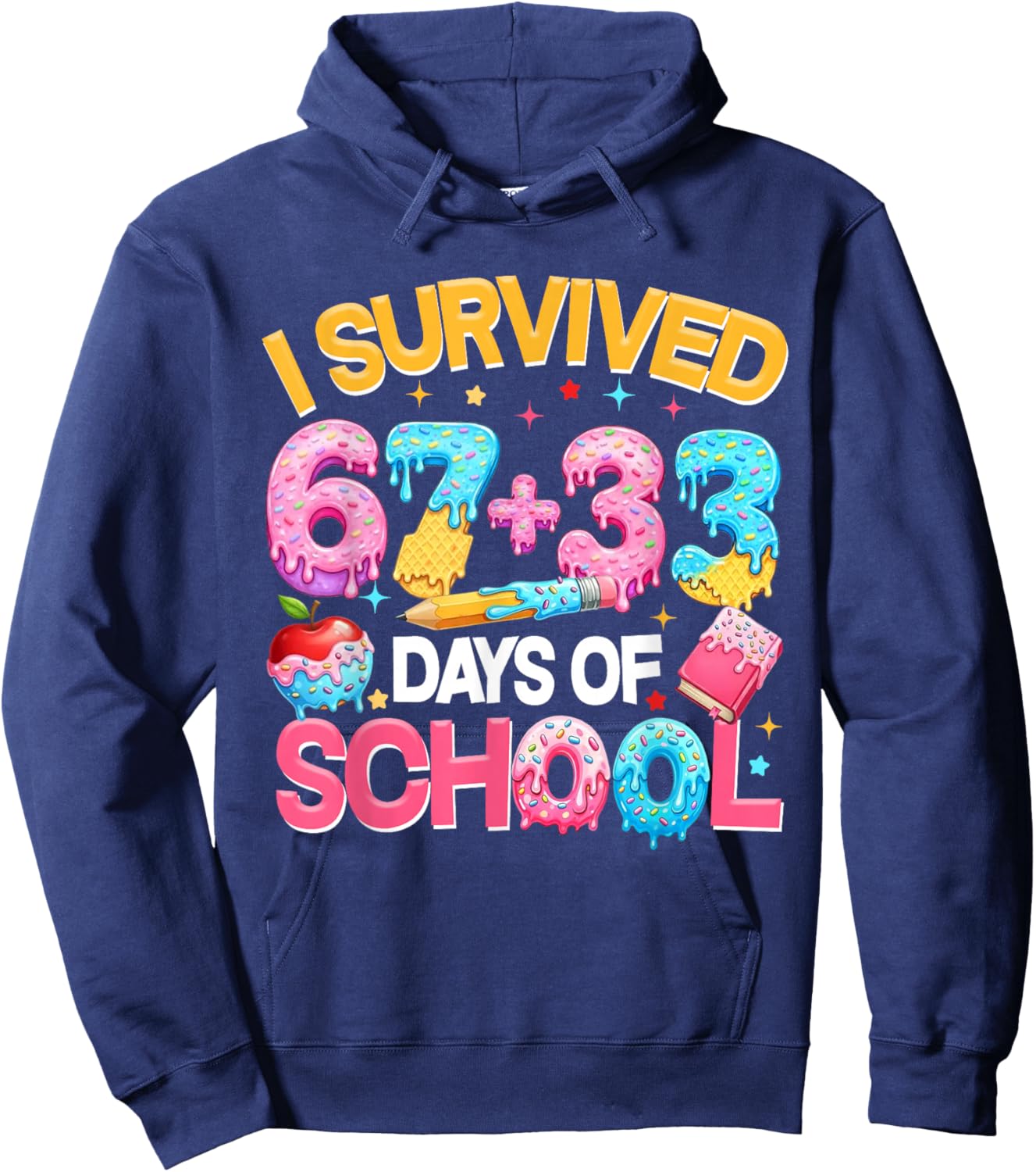 I Survived 67 33 Days of School for Girl Boys Kids 100th Day Hoodie - Hoodie | Navy