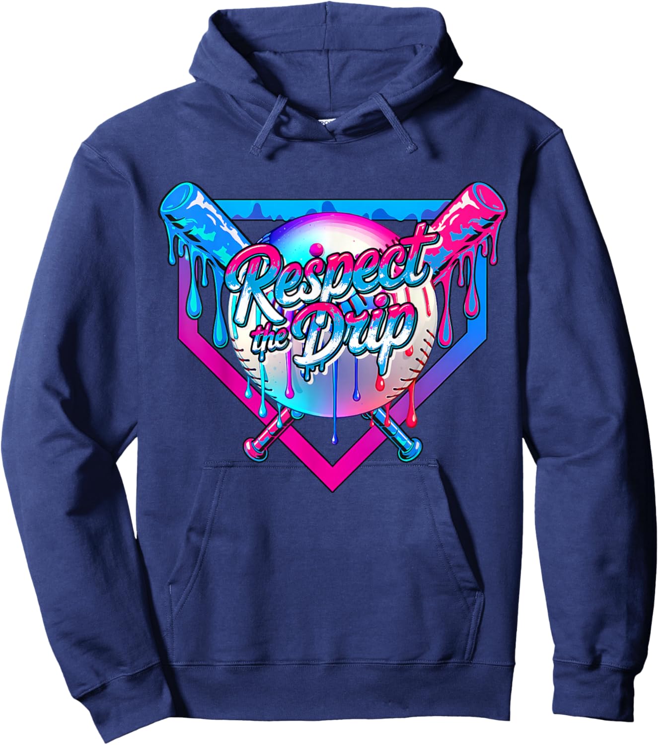 Respect The Drip Baseball Ice Cream for Kids Boys Youth Hoodie - Hoodie | Navy