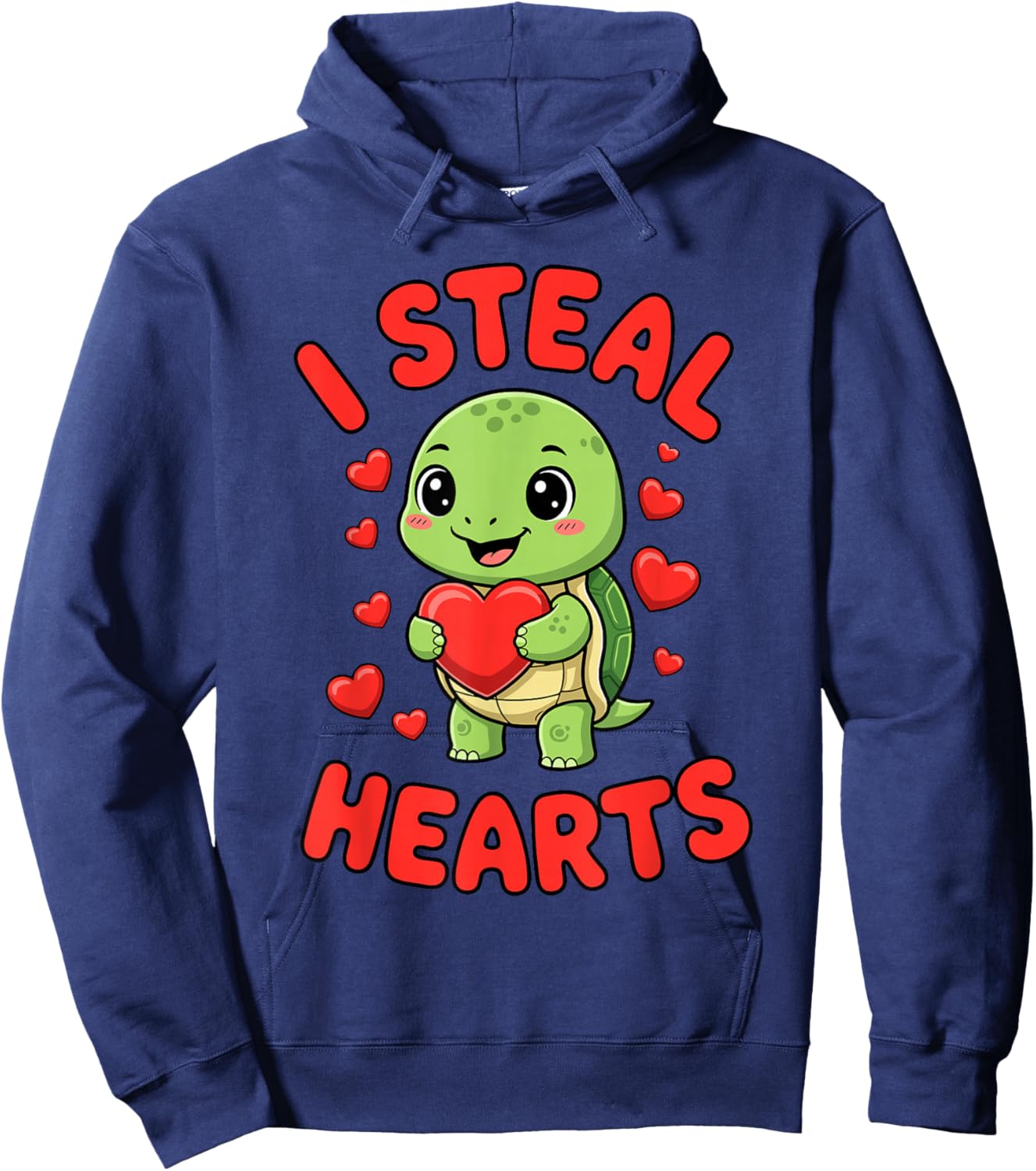 I Steal Hearts Valentine's Day Turtle Hoodie - Hoodie | Navy