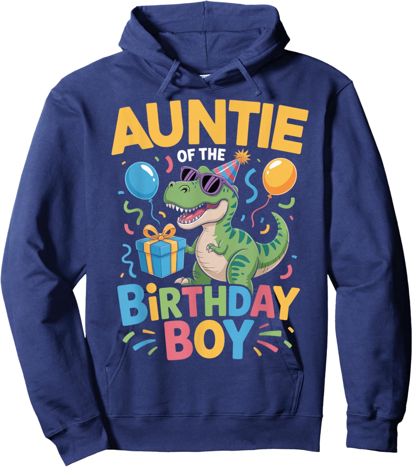 Auntie of The Birthday Party Outfit Dinosaur Squad Auntie Hoodie - Hoodie | Navy