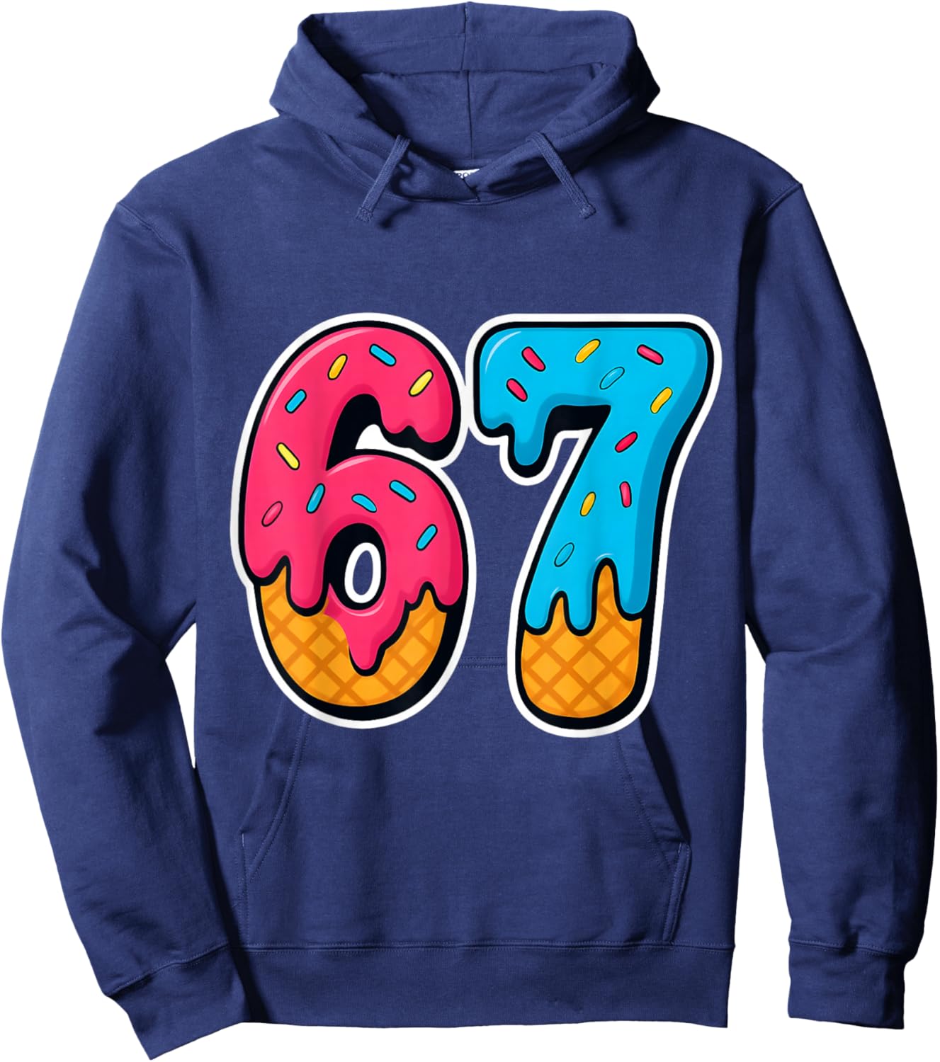 67 Ice Cream Drip Funny Six Seven Gen Alpha Meme Slang Hoodie - Hoodie | Navy