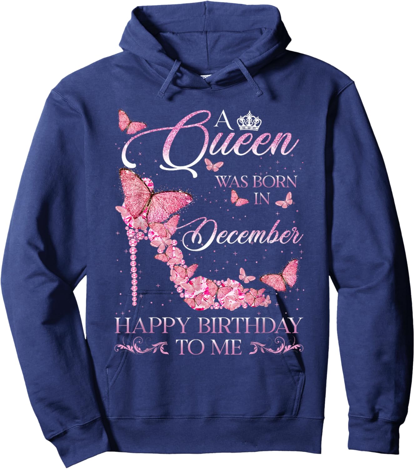 Queen was Born in December Happy Birthday Women Diamond Hoodie - Hoodie | Navy