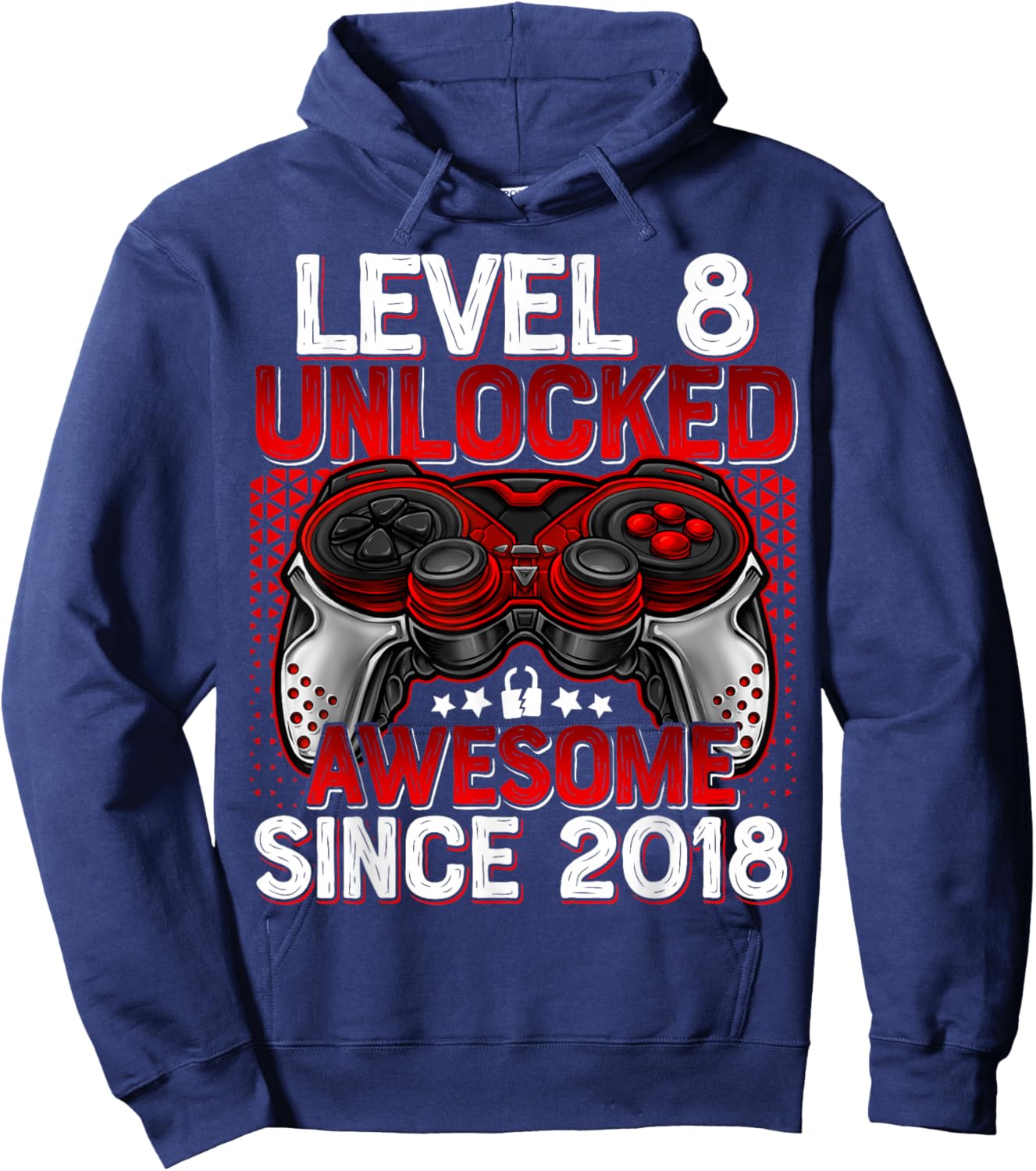 Level 8 Unlocked 8 Year Old Gifts for Boys 8th Birthday Boy Hoodie - Hoodie | Navy
